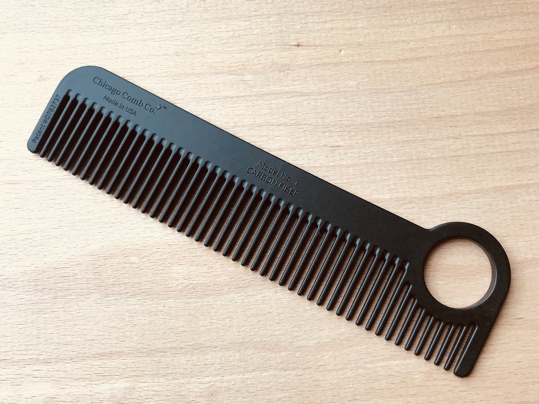 Chicago Comb Model 1 Carbon Fiber, Made in USA, ultra smooth, strong, and light, anti-static, heat-resistant, 5.5 inches (14 cm) long, ultimate daily use, pocket, and travel comb