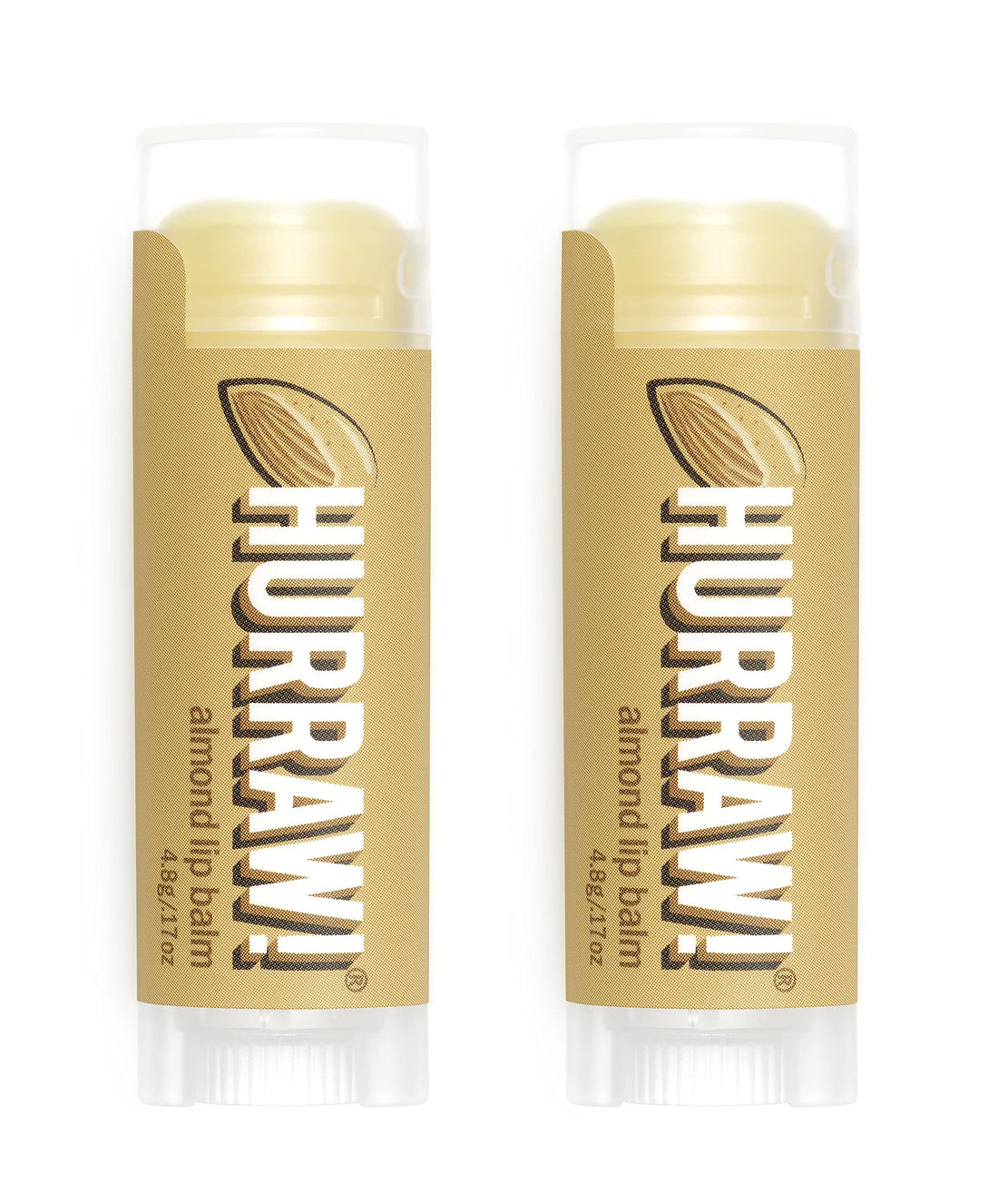 Hurraw! Almond Lip Balm, 2 Pack: Organic, Certified Vegan, Cruelty and Gluten Free. Non-GMO, 100% Natural Ingredients. Bee, Shea, Soy and Palm Free. Made in USA