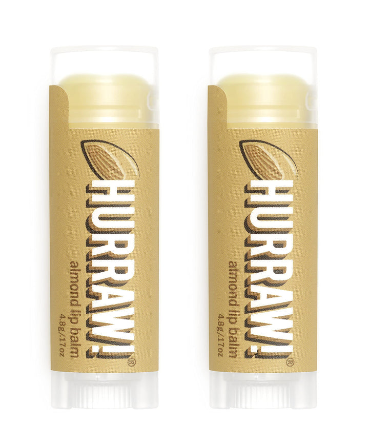 Hurraw! Almond Lip Balm, 2 Pack: Organic, Certified Vegan, Cruelty and Gluten Free. Non-GMO, 100% Natural Ingredients. Bee, Shea, Soy and Palm Free. Made in USA