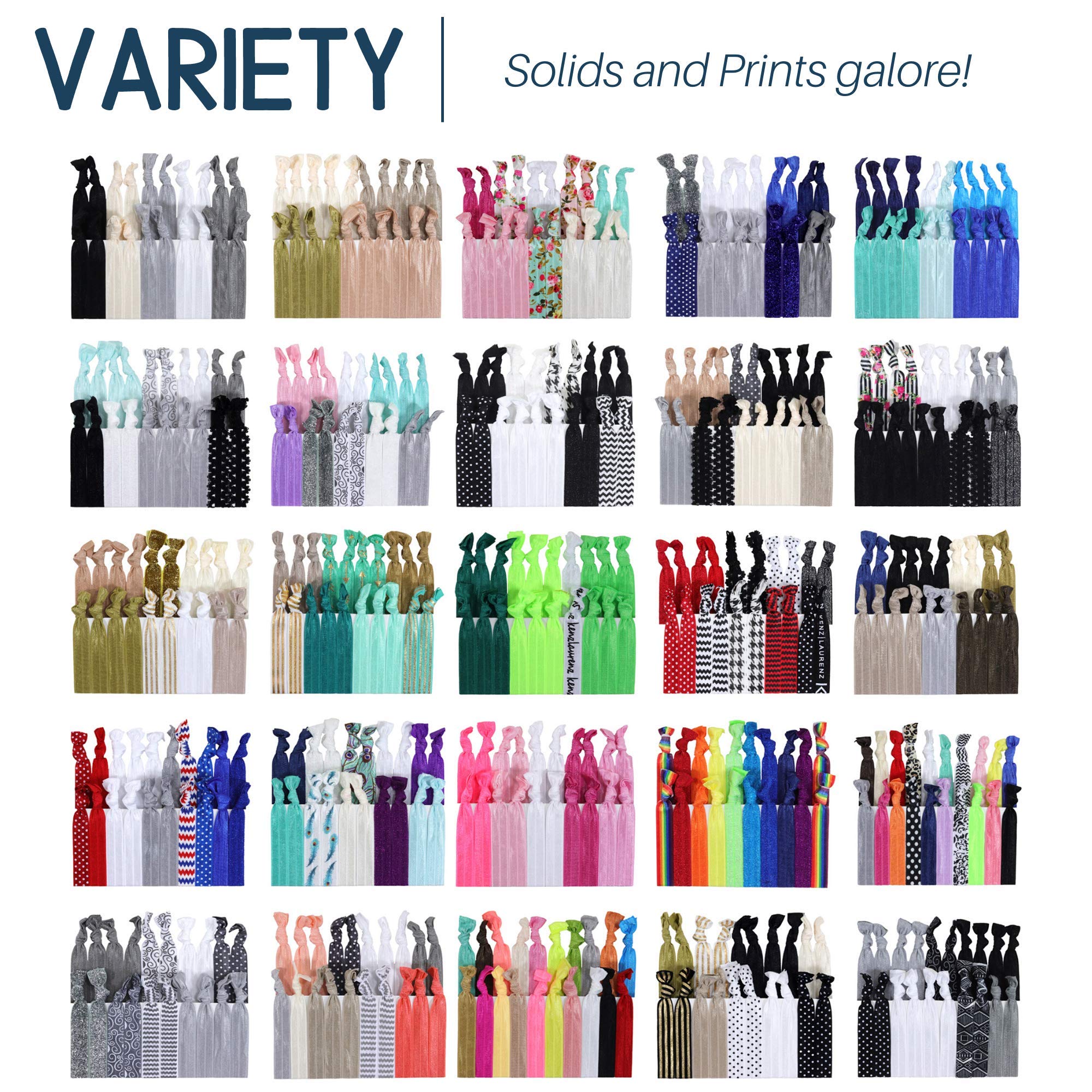 Kenz Laurenz Elastics Ponytail Holder (100 Hair Ties - Solids)