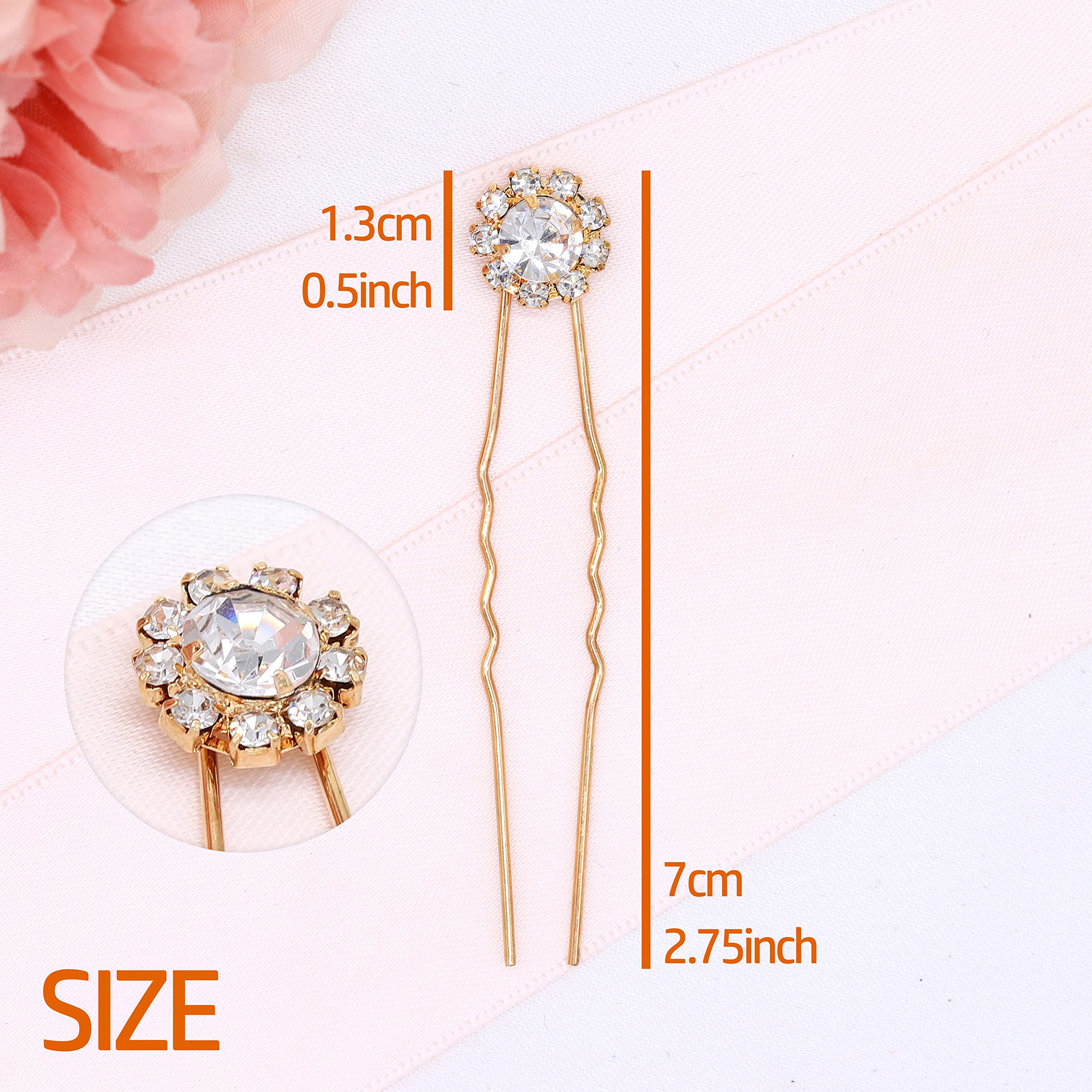 Ammei Crystal Bridal Hair Pins Clips Wedding Hair Accessories Hair Set Jewelry With Rhinestone For Brides and Bridesmaids Set Of 12 (Rose Gold)