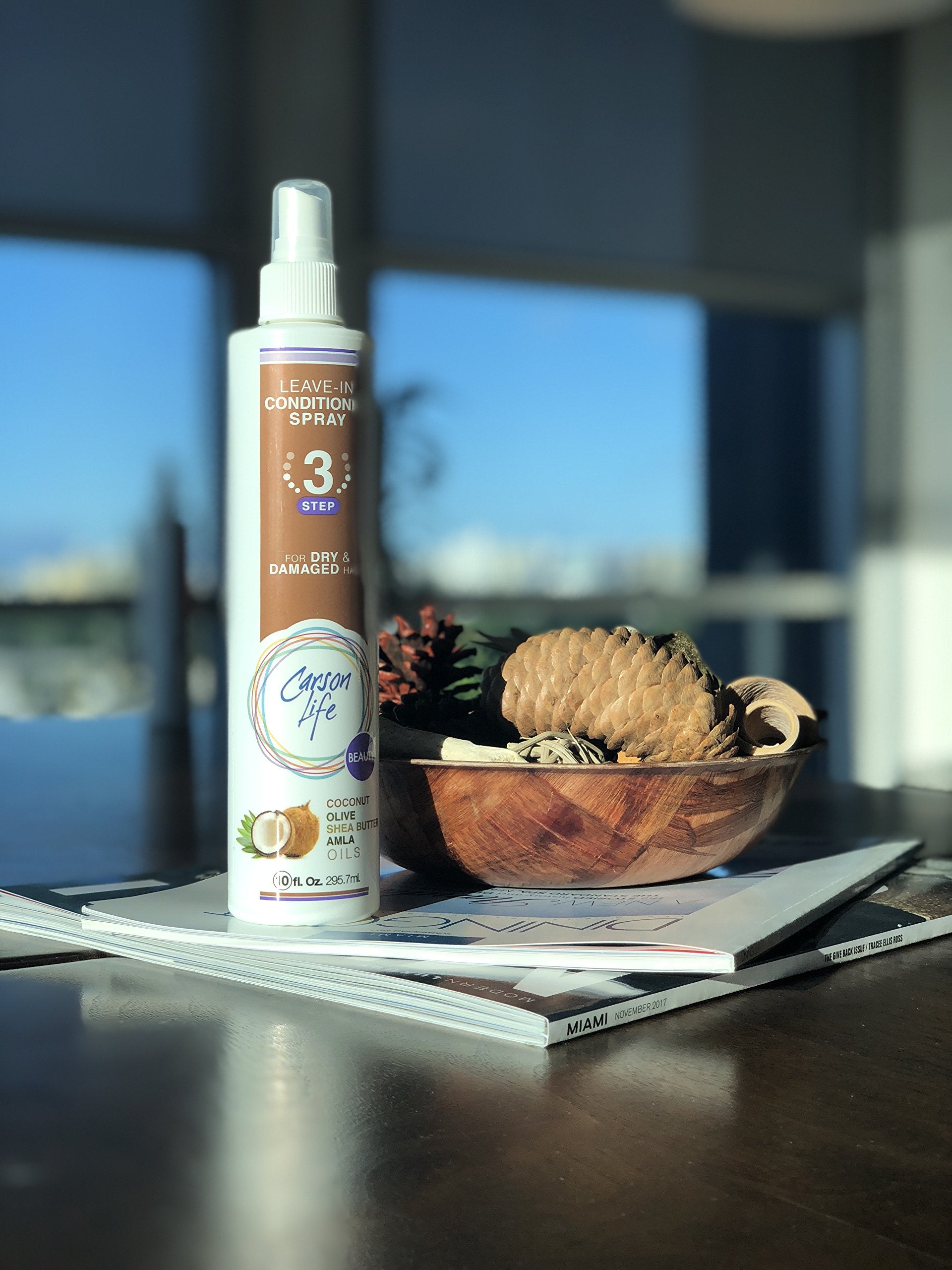 Carson Life Leave In Spray Conditioner - Repair Conditioner for Color Treated Hair - Sulfate and Paraben Free - Made with Coconut, Olive and Amla Oils - Shea Butter For Dry or Damaged Hair