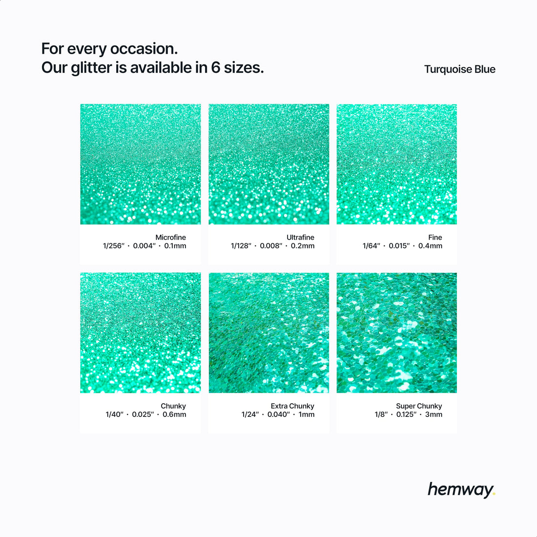 Hemway Premium Ultra Sparkle Glitter Multi Purpose Metallic Flake for Arts Crafts Nails Cosmetics Resin Festival Face Hair - Turquoise Blue - Ultrafine (1/128 0.008 0.2mm) 100g / 3.5oz