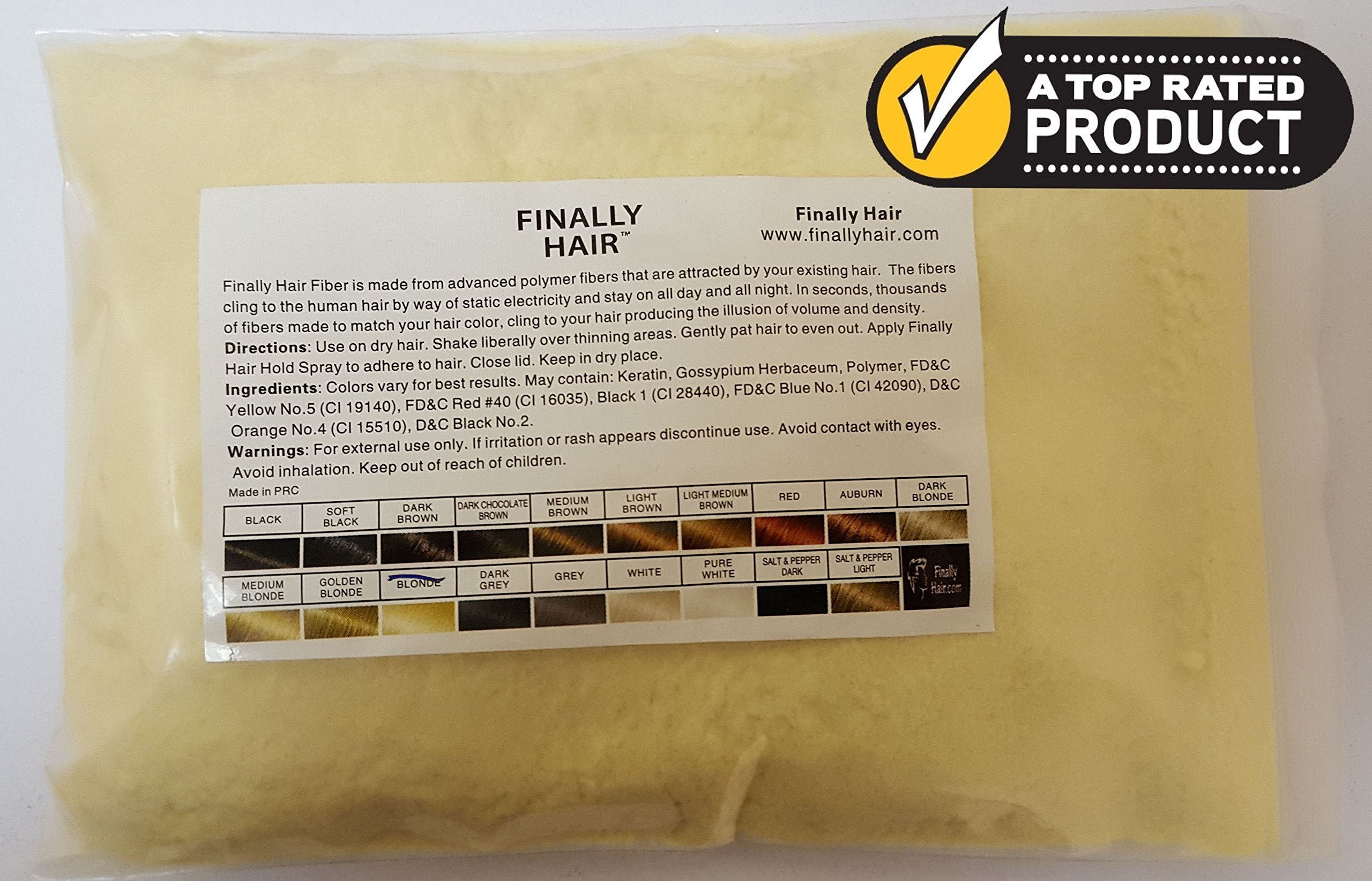 Finally Hair Building Fiber Refill 100 Grams Light Blonde Hair Loss Concealer by