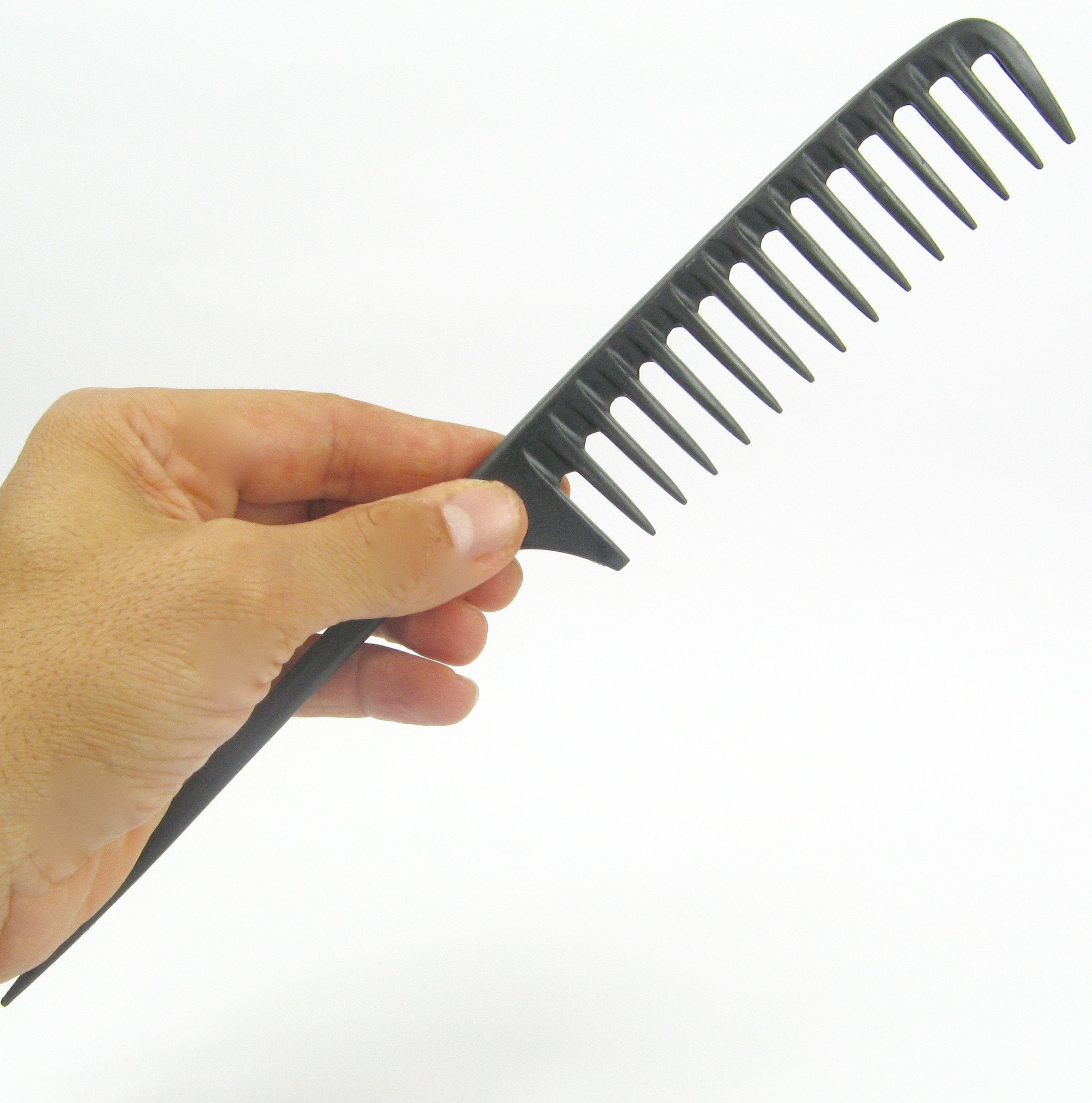 Tearsheet Carbon Wide Tooth Rake Comb with Tail