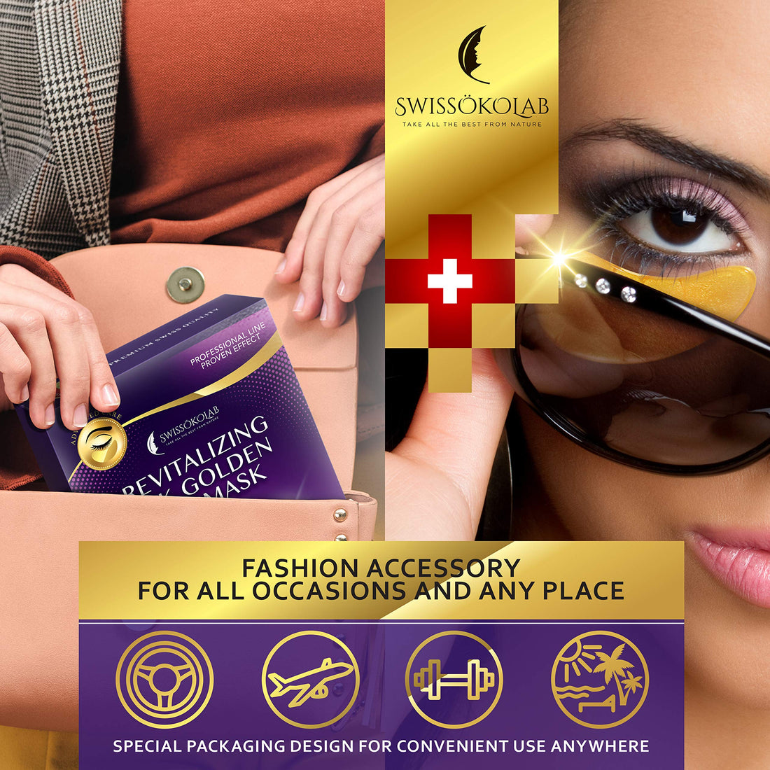 Under Eye Mask Gold Eye Mask Anti-Aging Hyaluronic Acid 24k Gold Eye Patches Under Eye Pads for Moisturizing & Reducing Dark Circles Puffiness Wrinkles