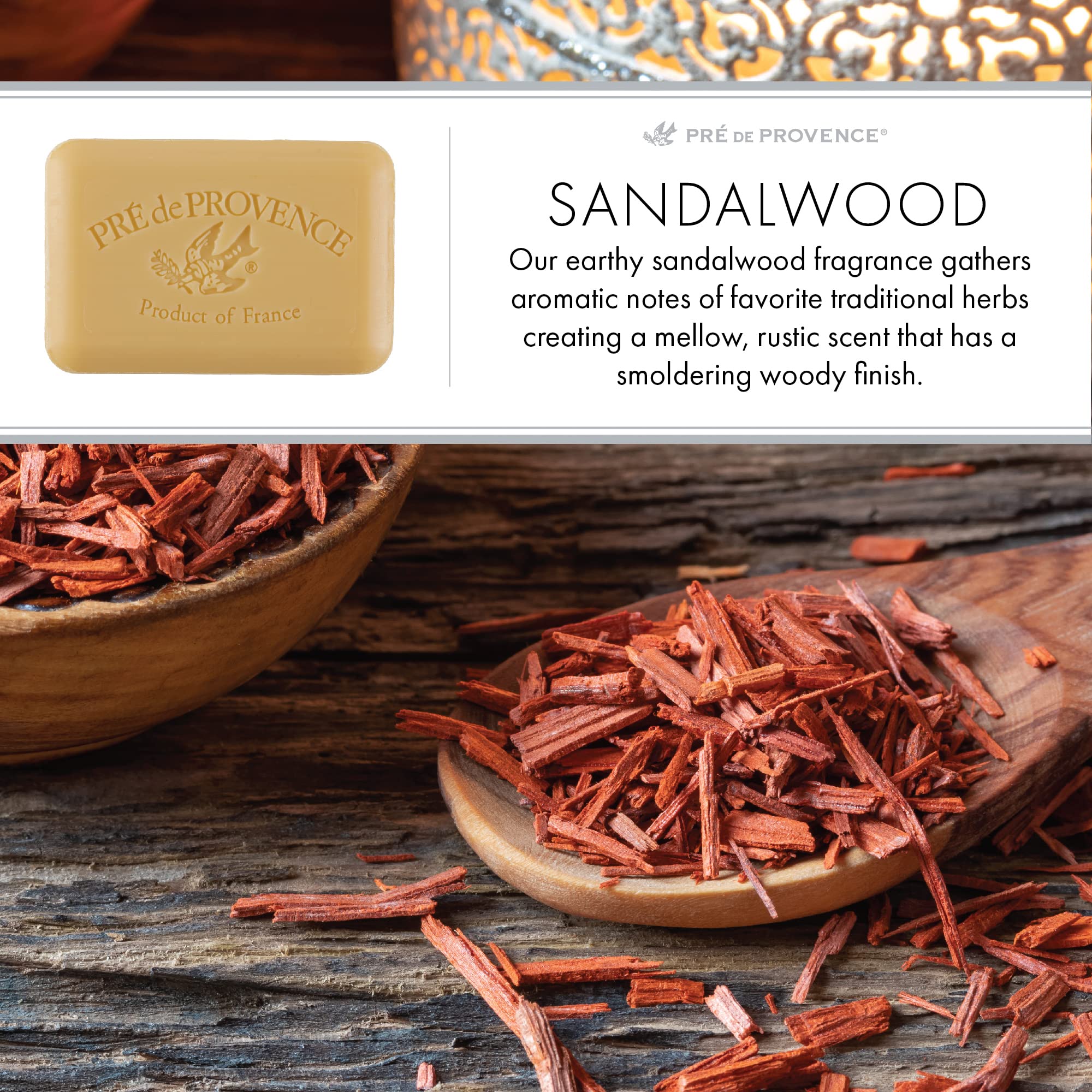 Pre de Provence Sandalwood Shea Butter Enriched Soap, 250 Gram