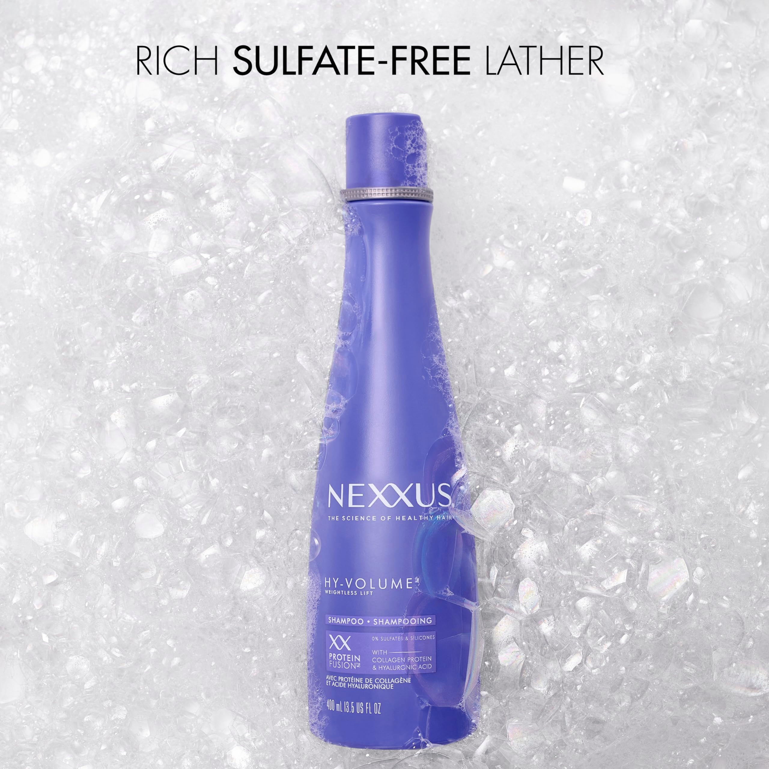 Nexxus Hy-Volume Weightless Lift Shampoo For Flat & Limp Hair Protein Fusion with Collagen Protein & Hyaluronic Acid for 48 Hours of Volume 13.5 Fl Oz