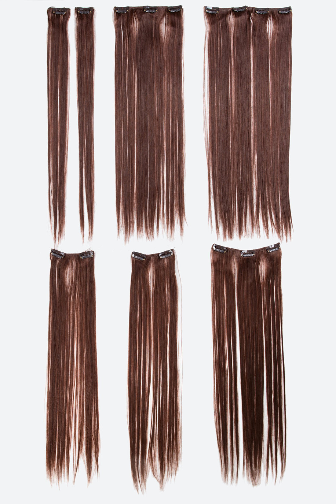 Dark Auburn-33# : SWACC Women 22 Inches Straight Full Head 7 Separate Pieces Heat Resistance Synthetic Hair Clip in Hair Extensions (Dark Auburn-33#)