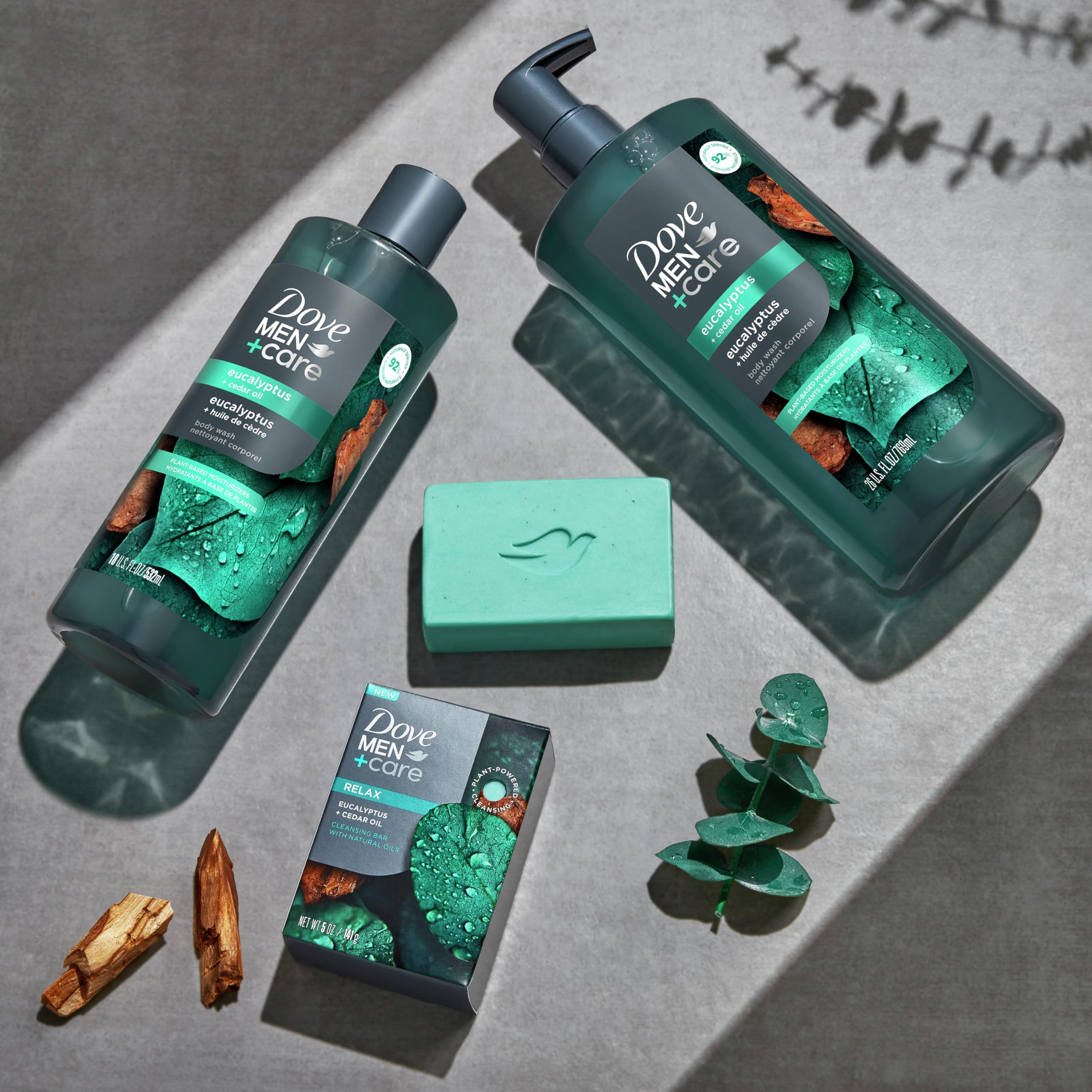 DOVE MEN + CARE Body Wash Eucalyptus + Cedar Oil to Rebuild Skin in the Shower with Plant-Based Cleansers and Moisturizers 26 oz