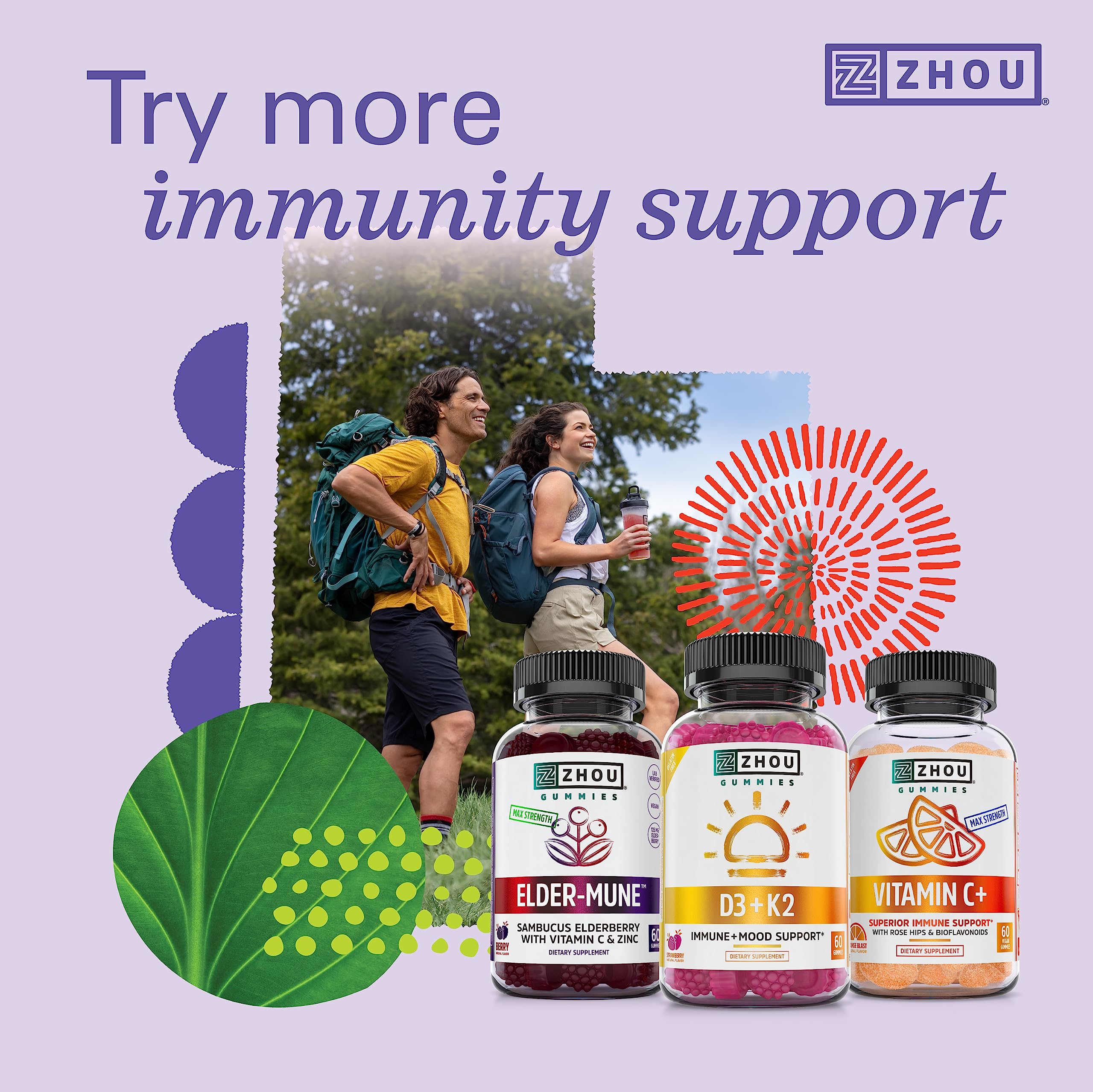 Zhou Nutrition Daily Boost Multivitamin with Probiotic, Zinc, Vitamin C, D3, B Complex for Immune Support, Energy and Digestive Health | Vegan, Gluten Free, Soy Free | 30 Servings