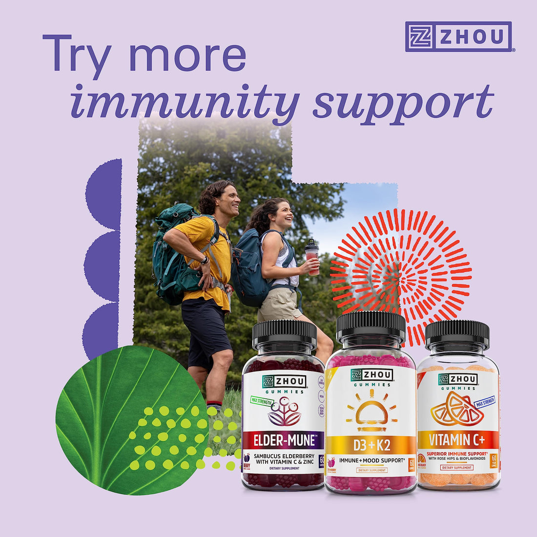 Zhou Nutrition Daily Boost Multivitamin with Probiotic, Zinc, Vitamin C, D3, B Complex for Immune Support, Energy and Digestive Health | Vegan, Gluten Free, Soy Free | 30 Servings