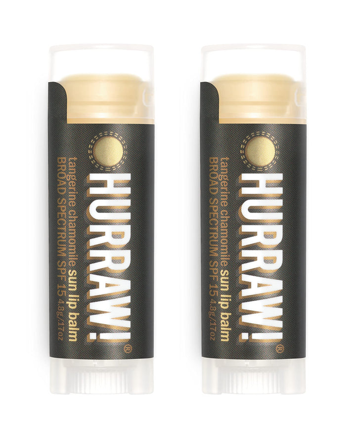 Hurraw! Sun Lip Balm (Zinc Oxide Protection, Broad Spectrum SPF 15, Tangerine, Chamomile), 2 Pack: Organic, Certified Vegan, Gluten Free. Non-GMO, All-Natural. Bee, Shea, Soy & Palm Free. Made in USA