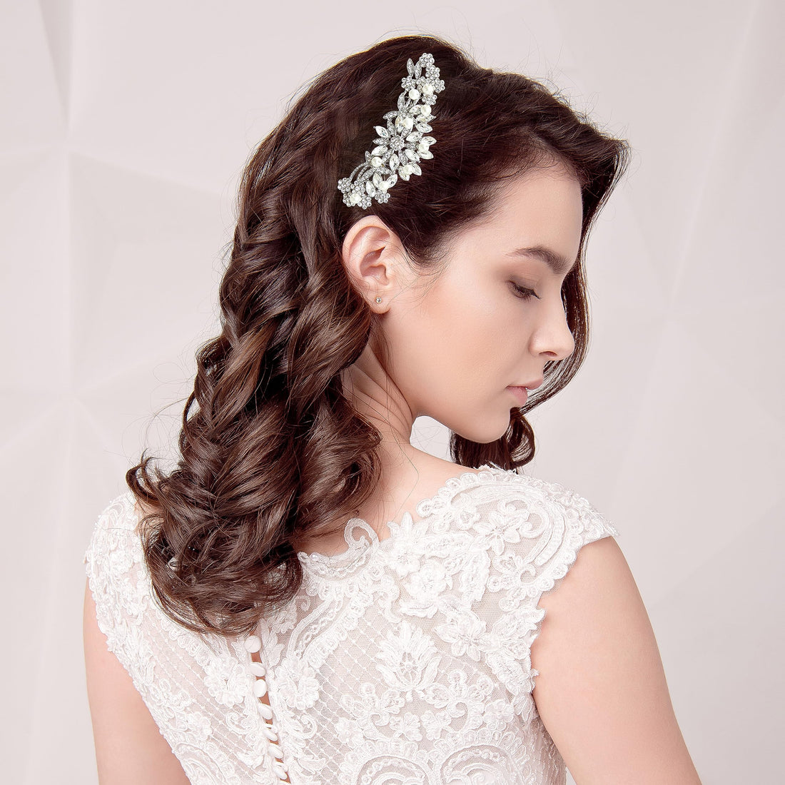 Ammei Rose Gold Wedding Hair Comb With Pearls and Crystals Wedding Hair Accessories Bridal Headpiece Or For Parties (Silver)