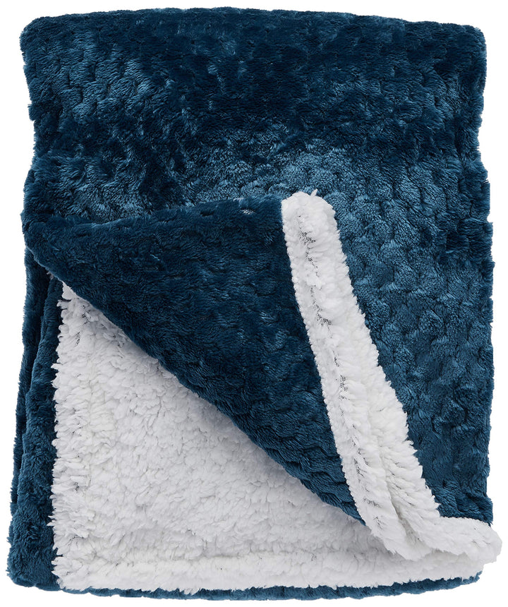 Tadpoles Popcorn Plush Sherpa Baby Blanket - Dark Blue | 30 x 40 | Made of 100% Polyester | Soft, Breathable & Durable | Ideal as a Baby Swaddle Blanket, Crib Blanket, Receiving Blanket & More