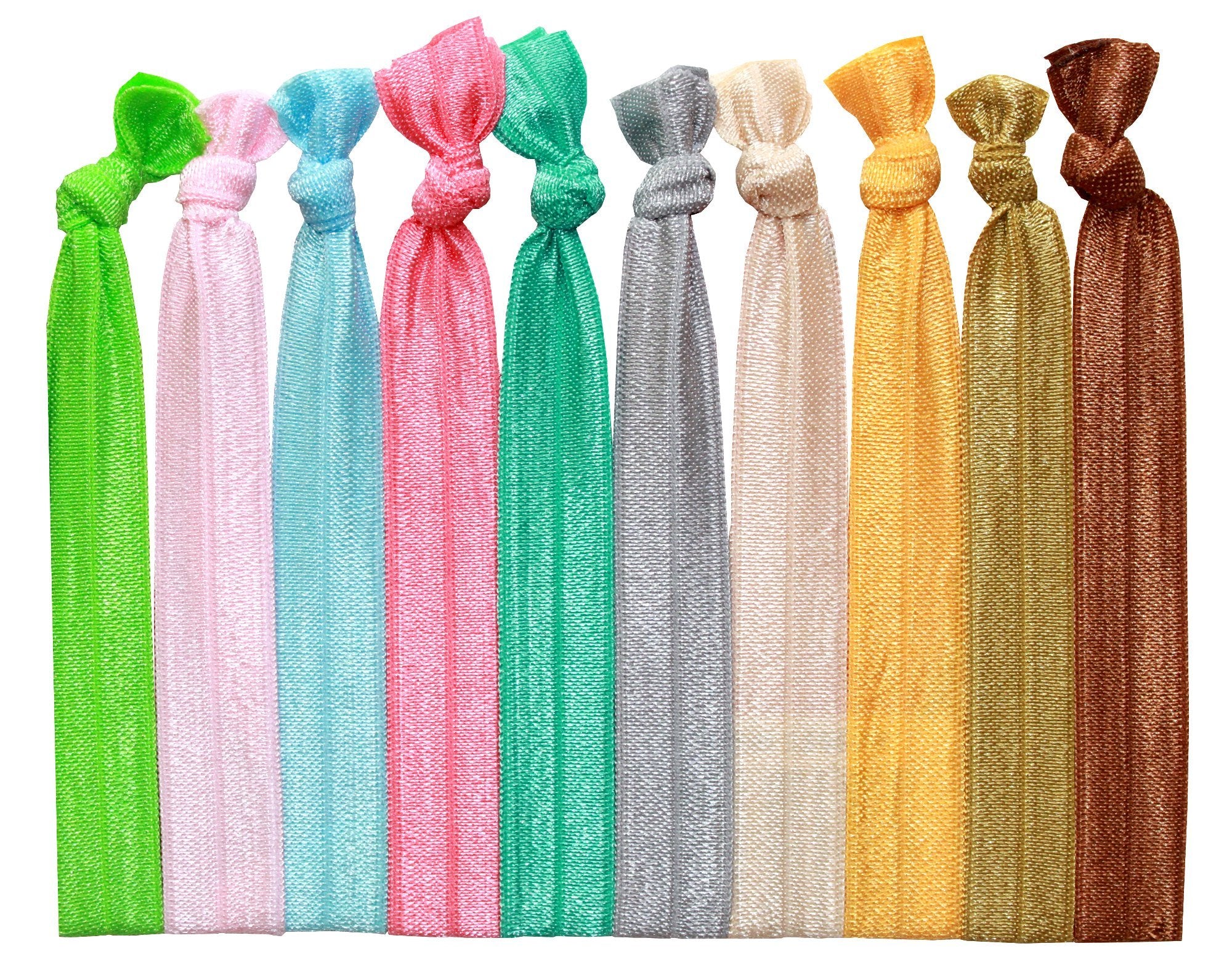 Syleia 100 Hair Ties - Bright and Pastel Colors - Elastic Ponytail Holders No Crease Hand Knotted Fold Over Assorted 100 Pack