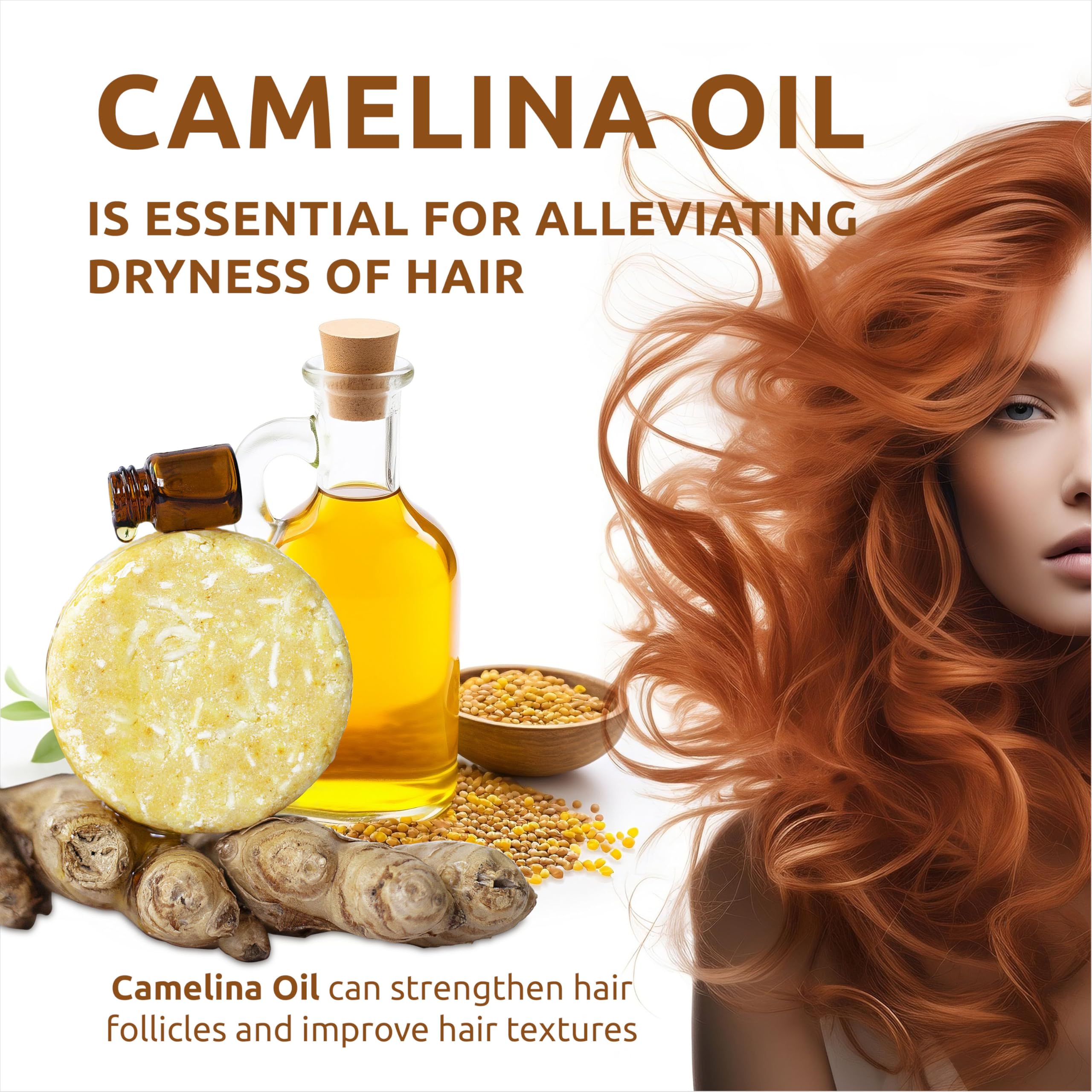 Organic Ginger Hair Growth Solid Shampoo Bar for Regrowth Hair | GINGER ROOT, CAMELINA OIL, TURMERIC, LEMONGRASS | Anti Hair Loss Shampoo, Anti-Dandruff and Anti-Itching | USA MADE (1 pack)