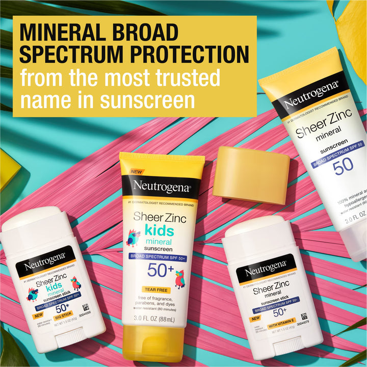 Neutrogena Sheer Zinc Oxide Mineral Sunscreen Stick - SPF 50+, 1.5 oz