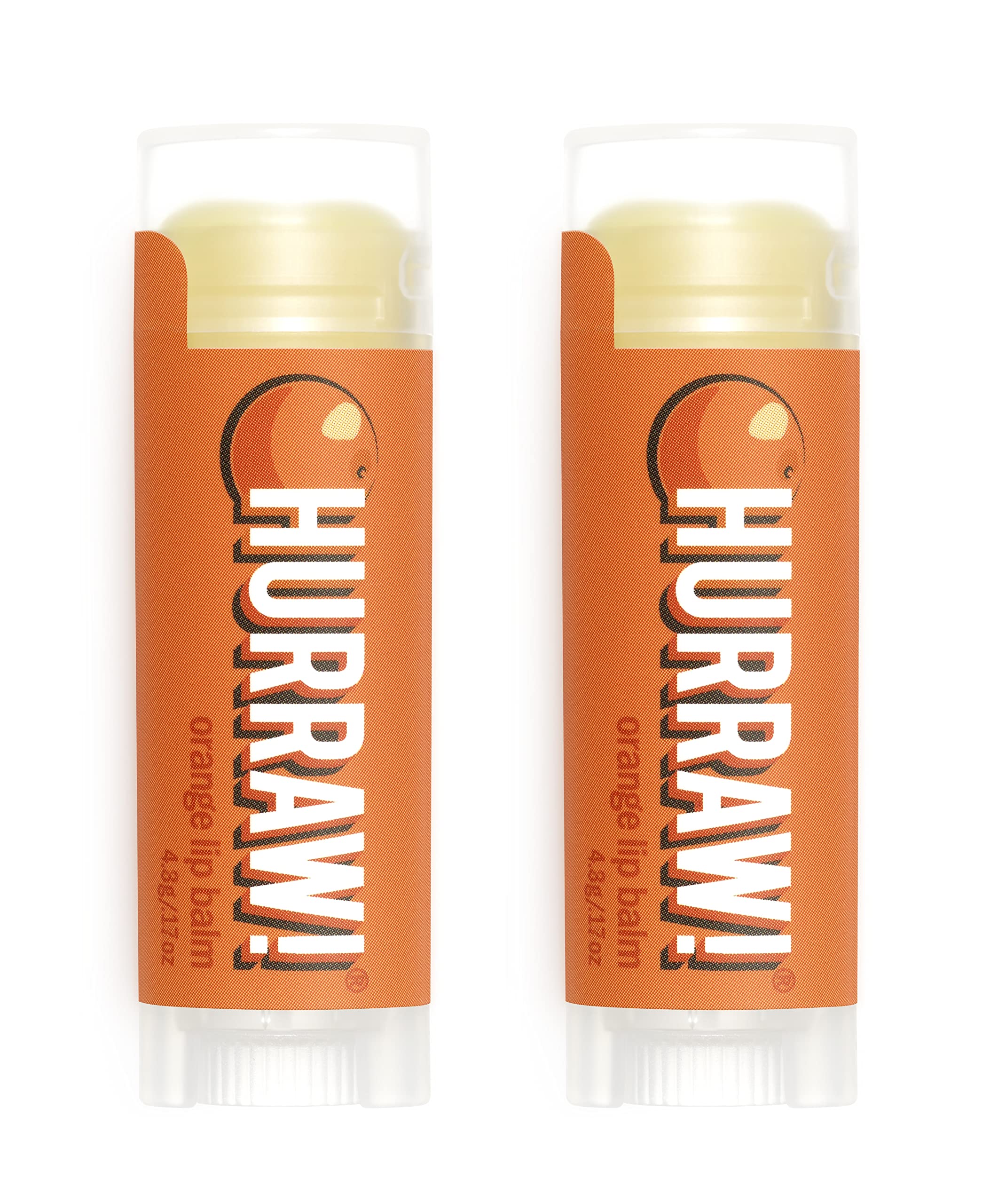 Hurraw! Orange Lip Balm, 2 Pack: Organic, Certified Vegan, Cruelty and Gluten Free. Non-GMO, 100% Natural Ingredients. Bee, Shea, Soy and Palm Free. Made in USA