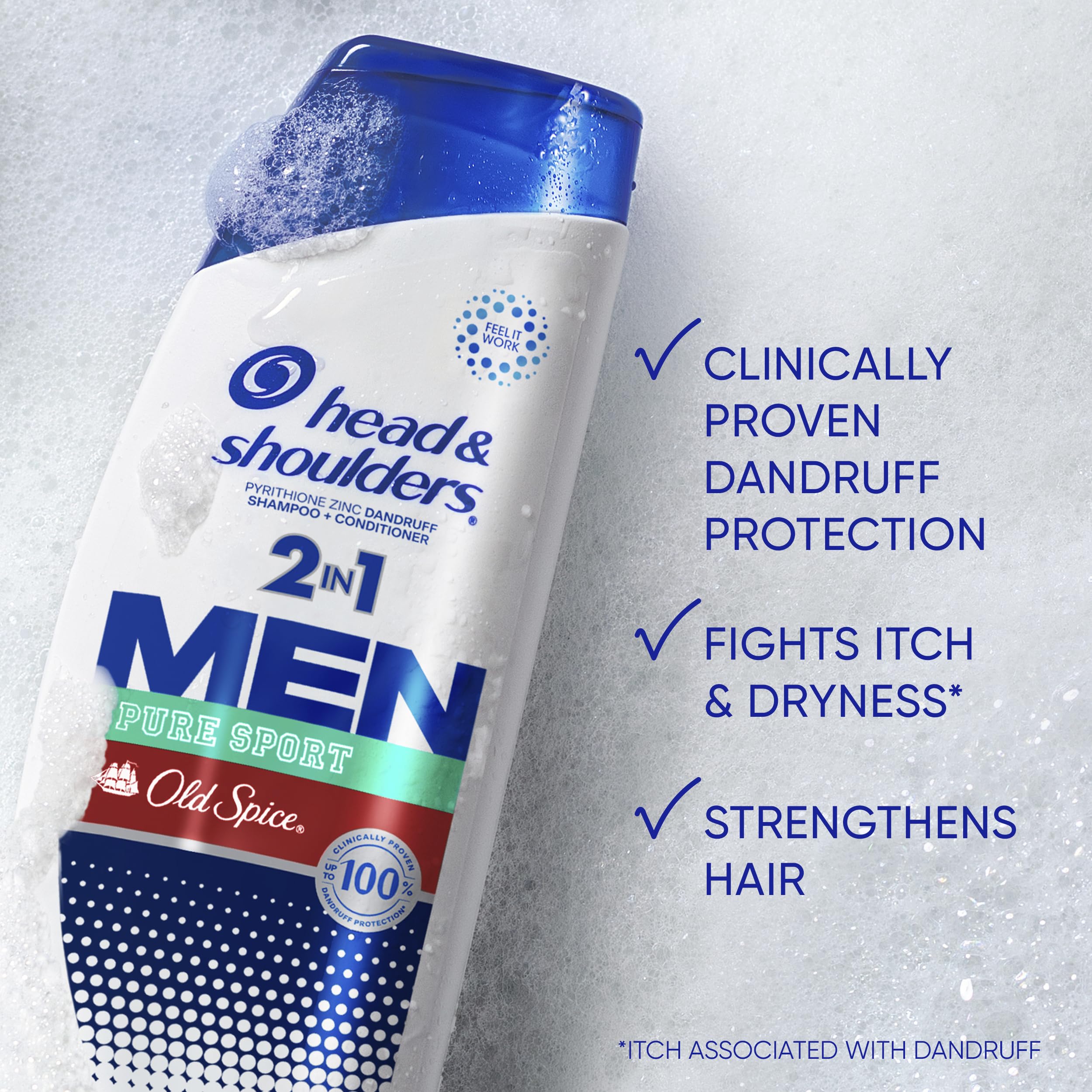 Head & Shoulders Old Spice Pure Sport Dandruff 2 In 1 Shampoo and Conditioner, 31.4 Fl Oz Twin Pack, 31.4 Fluid Ounce