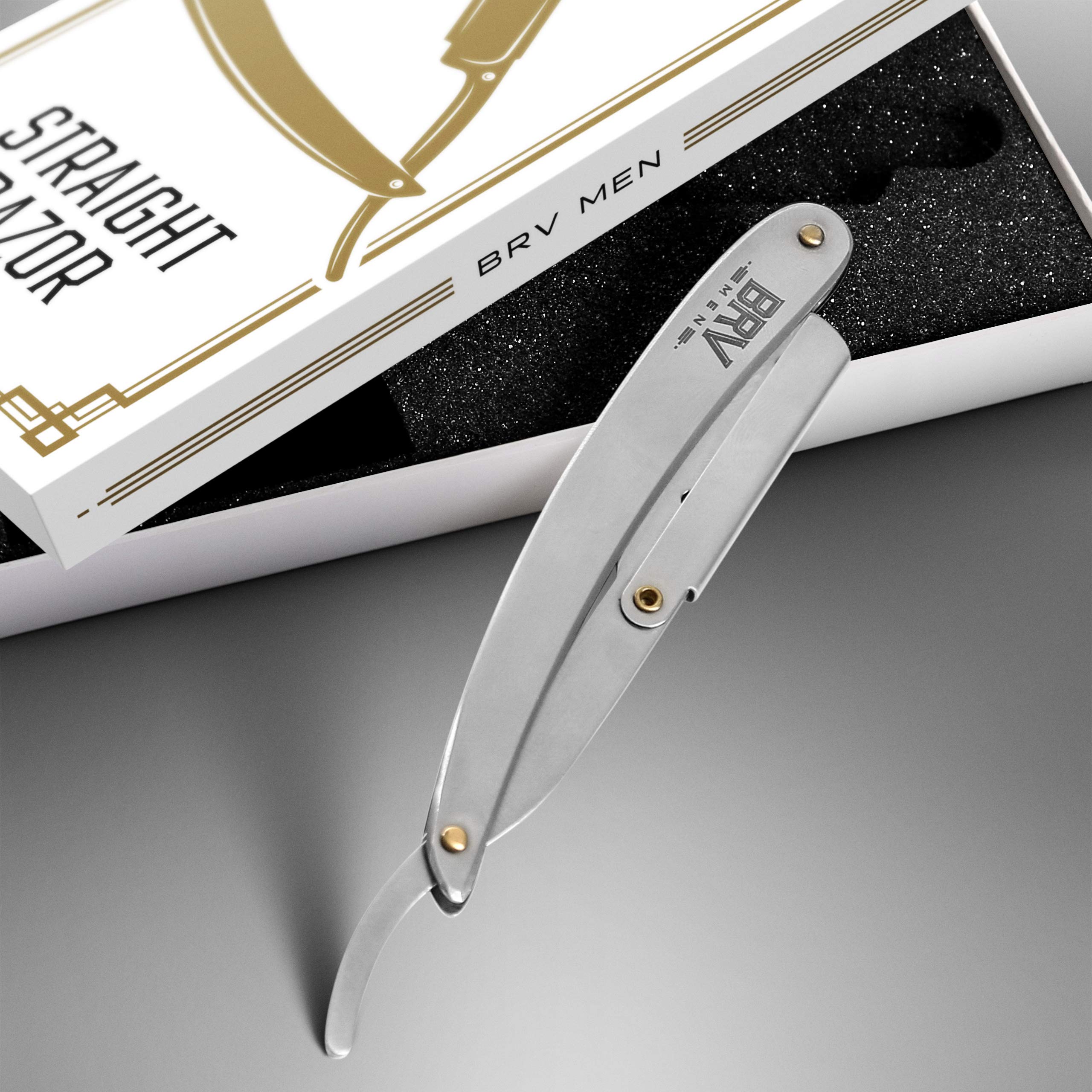 BRV MEN Straight Razor | 100 Single Edge Lord Platinum Saloon Blades | 100% Stainless Steel | Professional Shavette For Close Shaving | Exquisite Design For Classy Gentlemen | Straight Raz