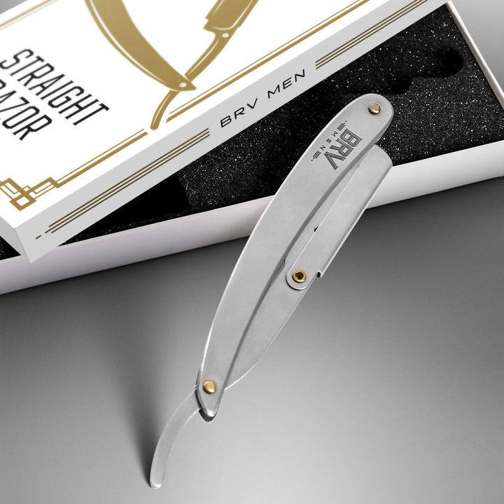 BRV MEN Straight Razor | 100 Single Edge Lord Platinum Saloon Blades | 100% Stainless Steel | Professional Shavette For Close Shaving | Exquisite Design For Classy Gentlemen | Straight Raz