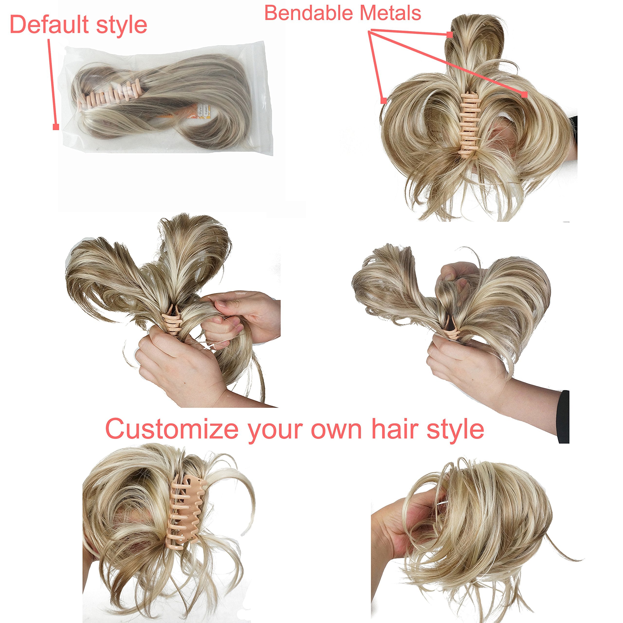 #26 Bright Golden Blonde : Lydell Adjustable Messy Style Ponytail Hair Extension Synthetic Hair-Piece with Jaw Claw (#26 Bright Golden Blonde)