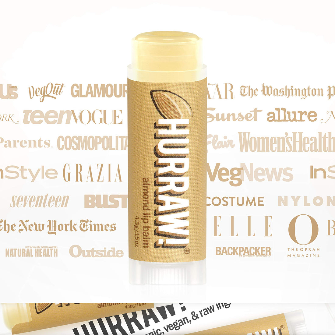 Hurraw! Almond Lip Balm, 2 Pack: Organic, Certified Vegan, Cruelty and Gluten Free. Non-GMO, 100% Natural Ingredients. Bee, Shea, Soy and Palm Free. Made in USA