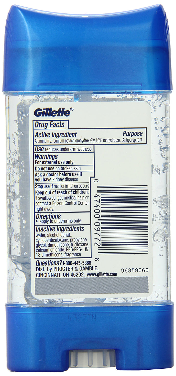 Gillette Male Anti-Perspirant Deodorant Clear Gel, Cool Wave 3.8 Oz (Pack Of 3)