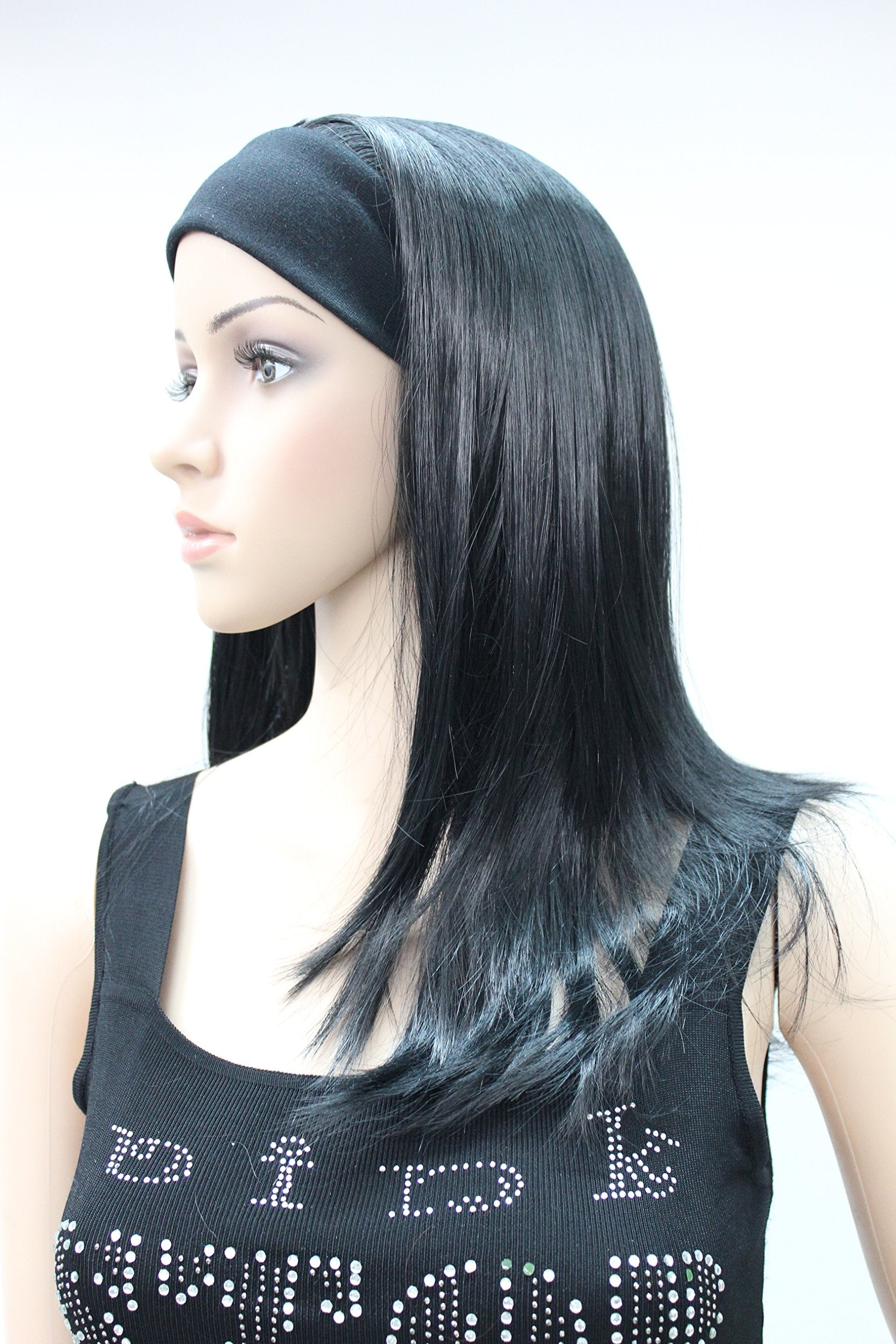 1# jet black : Lydell Long Straight Wave Headband Synthetic Wigs (1# jet black)