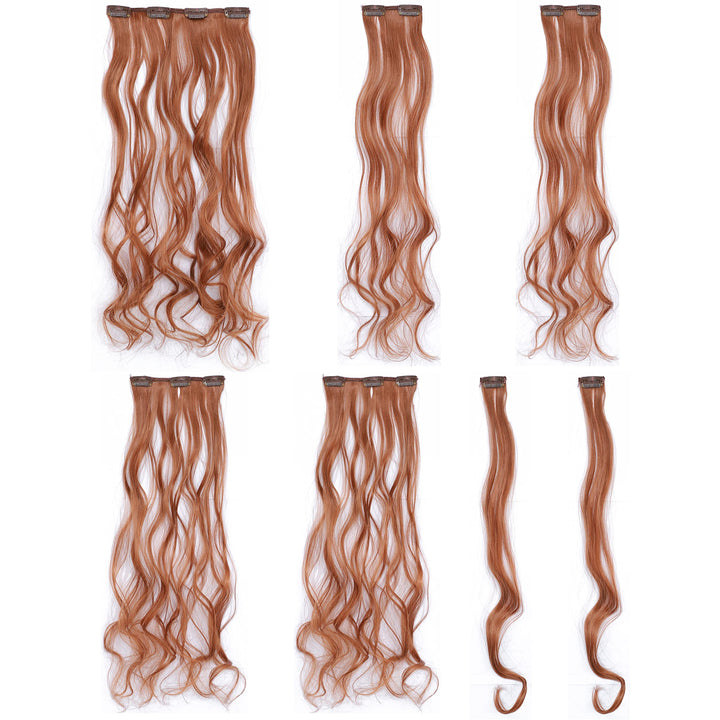 Medium Auburn-30# : SWACC Women 20 Inches Curly Full Head 7 Separate Pieces Heat Resistance Synthetic Hair Clip in Hair Extensions (Medium Auburn-30#)