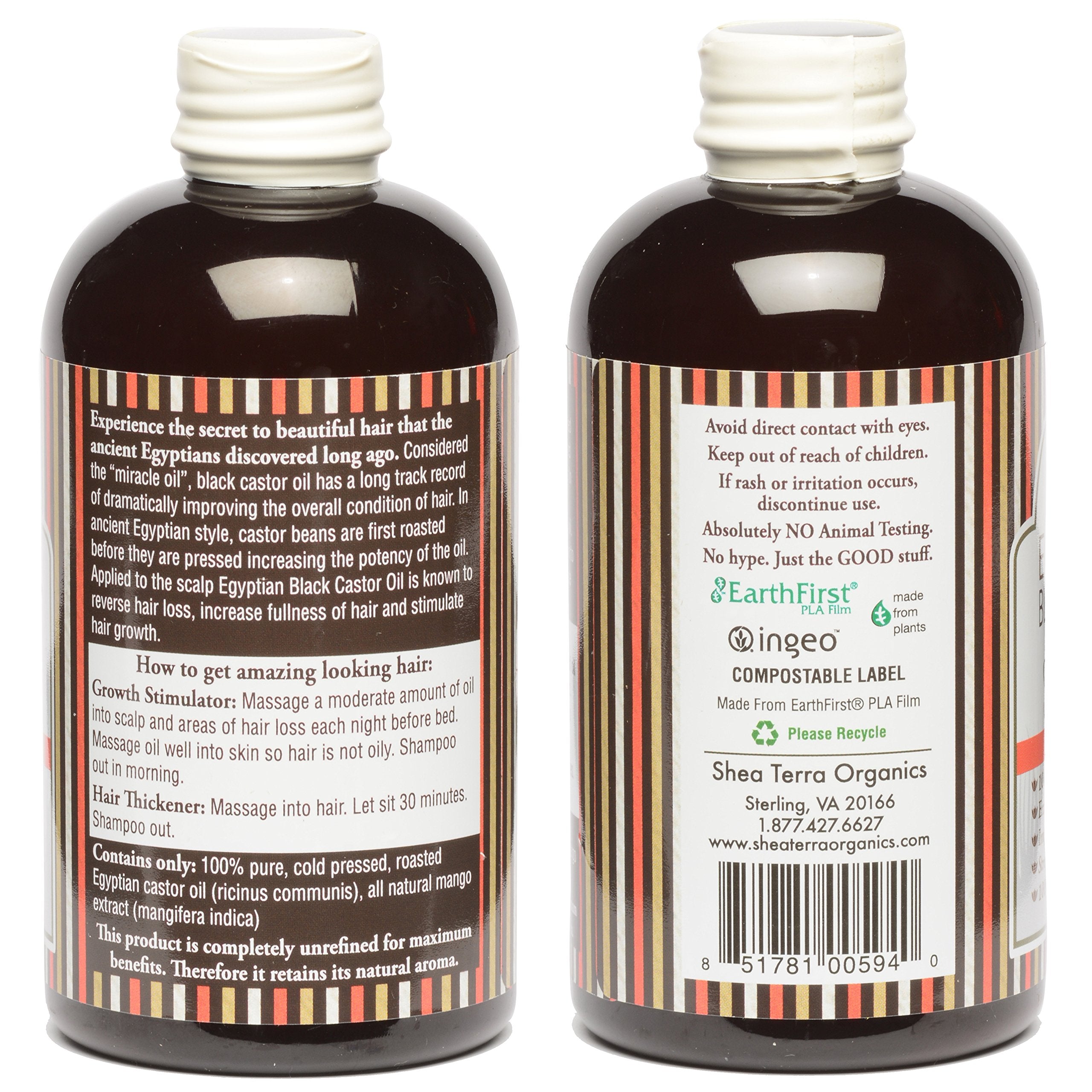 Shea Terra Organics 100 Percent Pure Egyptian Black Castor Extra Virgin Oil ââ‚¬â€œ Mango| All-Natural Strengthening and Conditioning Hair Oil for Healthy Hair Growth and Scalpââ‚¬â€œ 8 oz