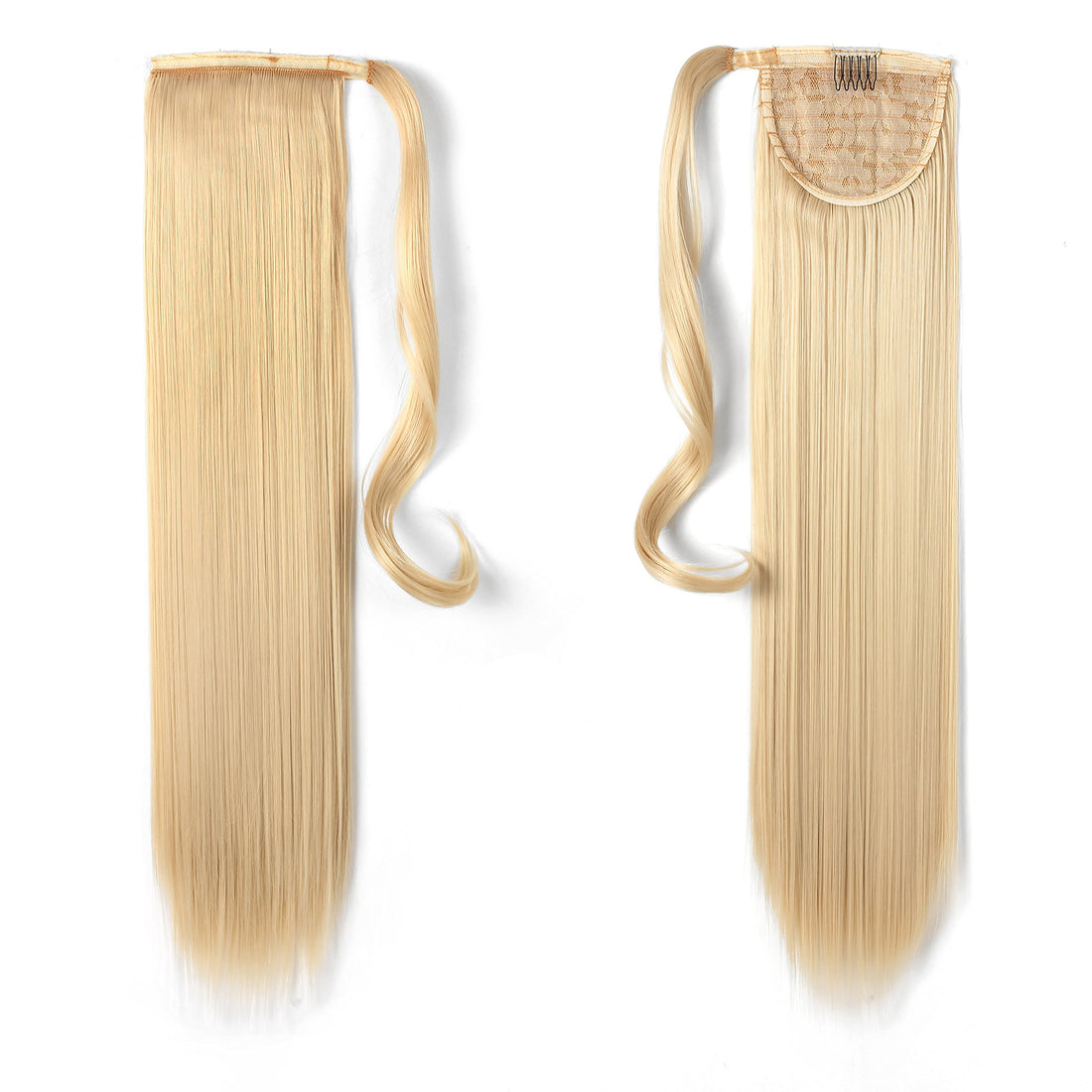 613#-Pre Bleach Blonde : OneDor 24 Straight Wrap Around Ponytail Extension for Woman Synthetic Hair 120g-130g (613#-Pre Bleach Blonde)