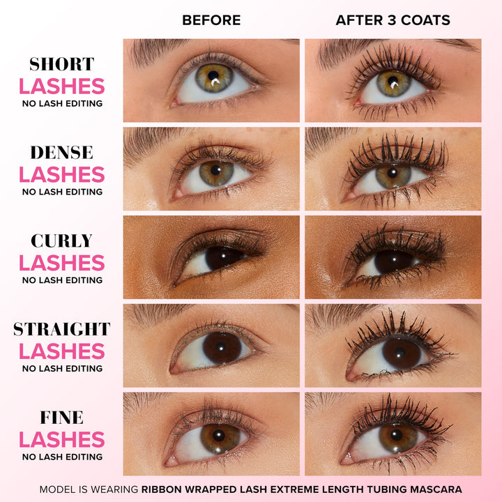 Too Faced Ribbon Wrapped Lash Mascara | Extreme Length Tubing Mascara with no Smudging, Flaking or Clumping, 0.27 Fl Oz