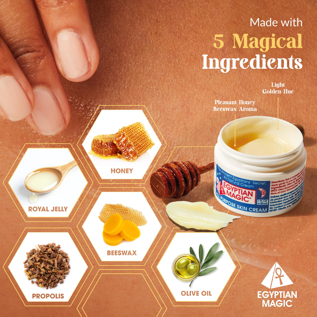 Egyptian Magic - All Purpose Face, Body, and Dry Skin Moisturizing Cream, Skin Protectant for Women & Men, Eczema Care Healing Balm, Scar Treatment, Stretch Marks, and Tattoo Aftercare, 1oz Jar
