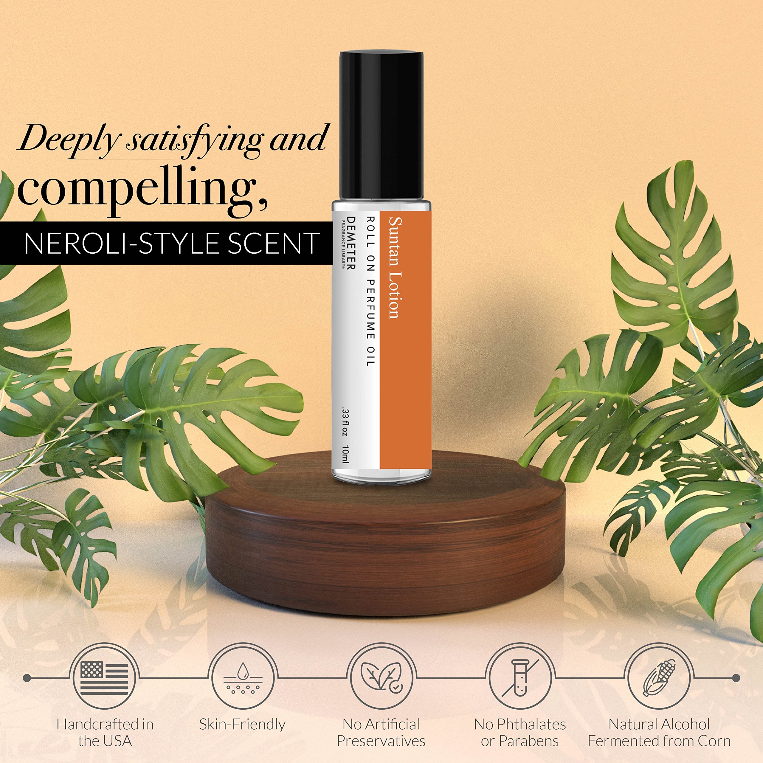 DEMETER Suntan Lotion Perfume Oil Roll on, .33 Oz, Long-Lasting