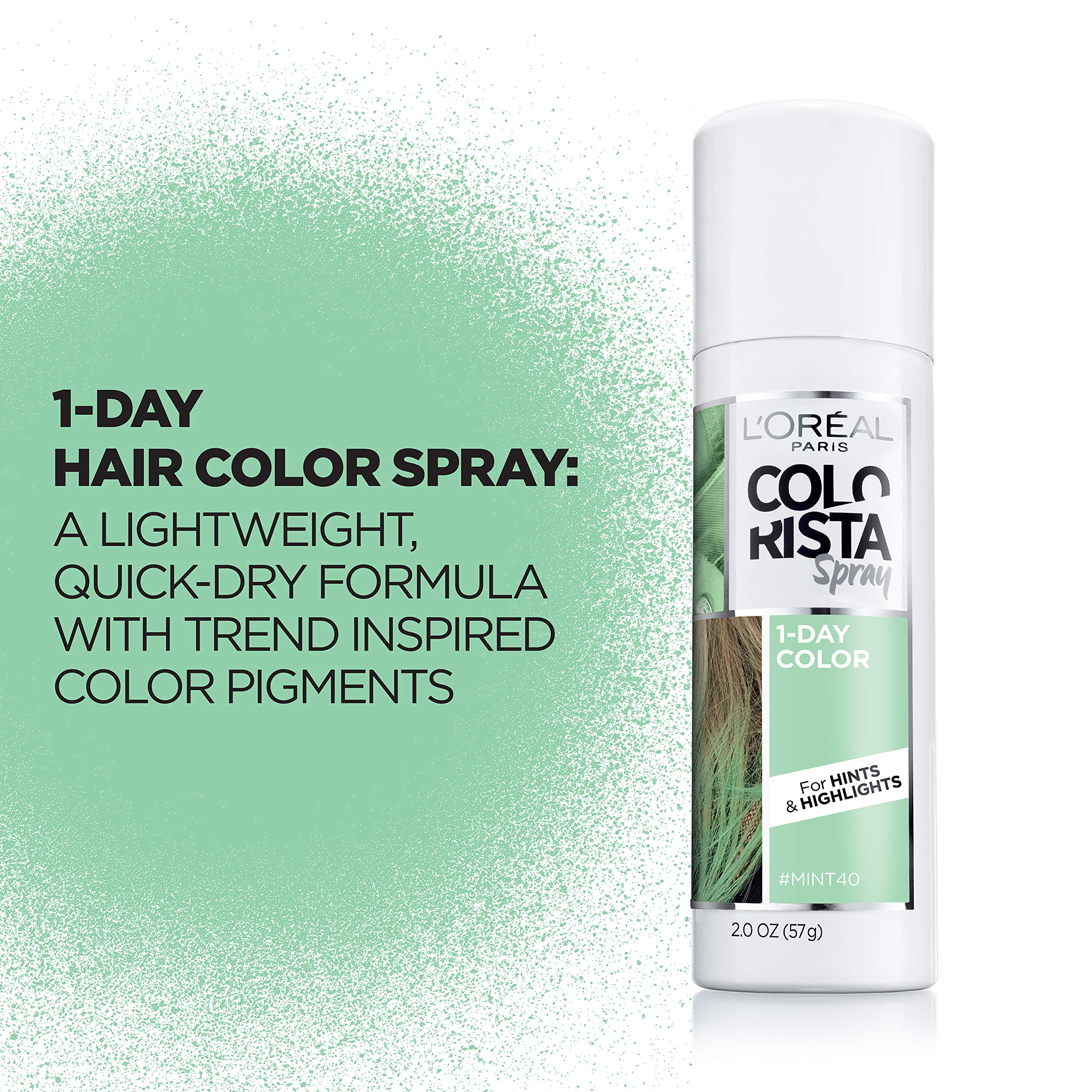Mint: L'Oreal Paris Hair Color Colorista 1-Day Spray, Mint, 2 Ounce
