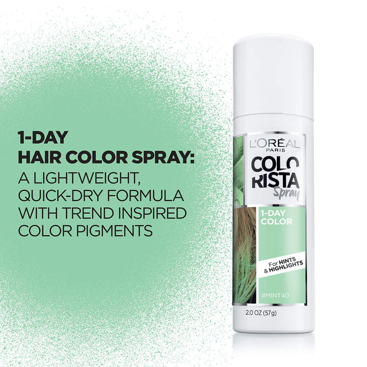 Mint: L'Oreal Paris Hair Color Colorista 1-Day Spray, Mint, 2 Ounce