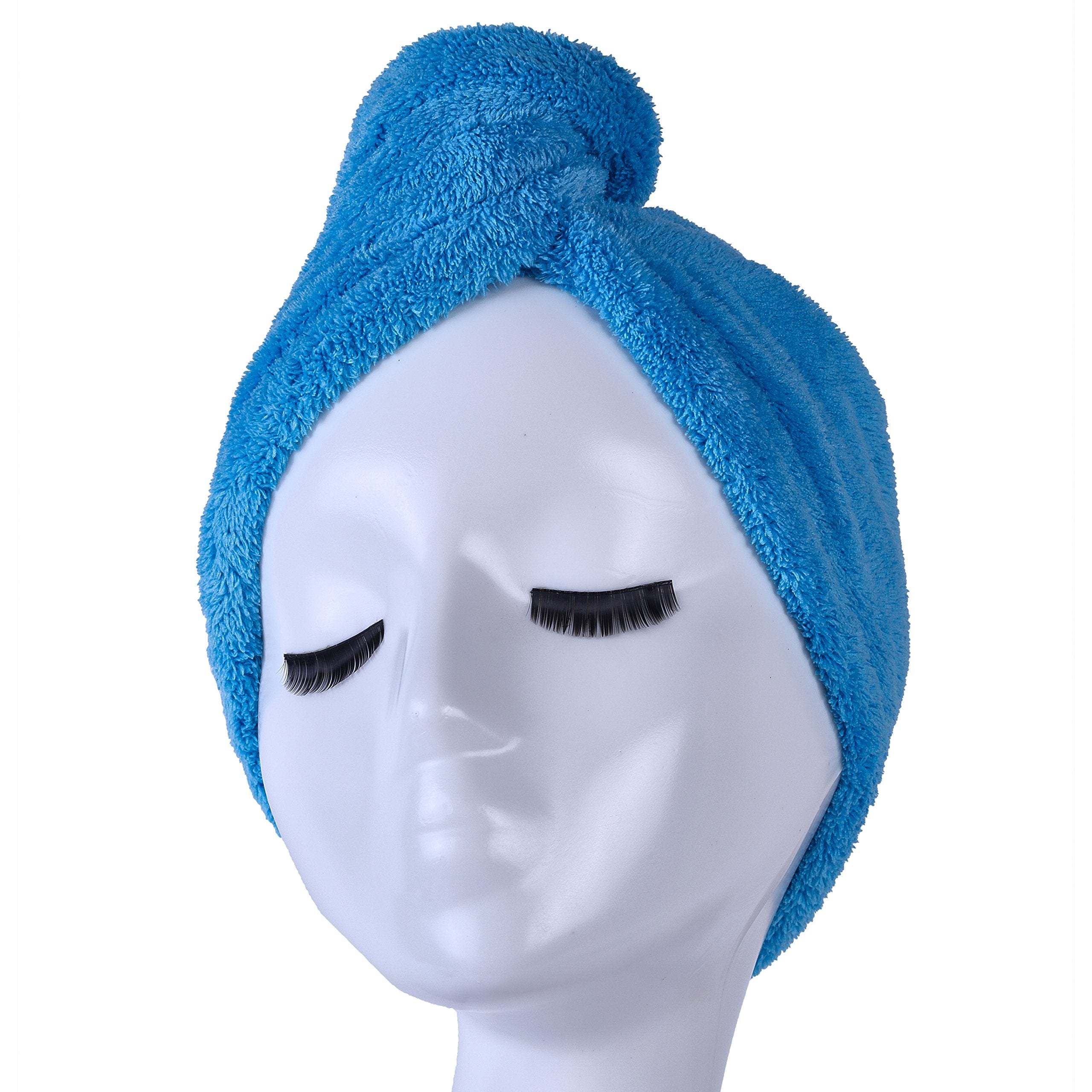 YYXR Microfiber Hair Drying Towel Ultra Absorbent Twist Hair Turban Drying Cap Hair Wrap (blue)