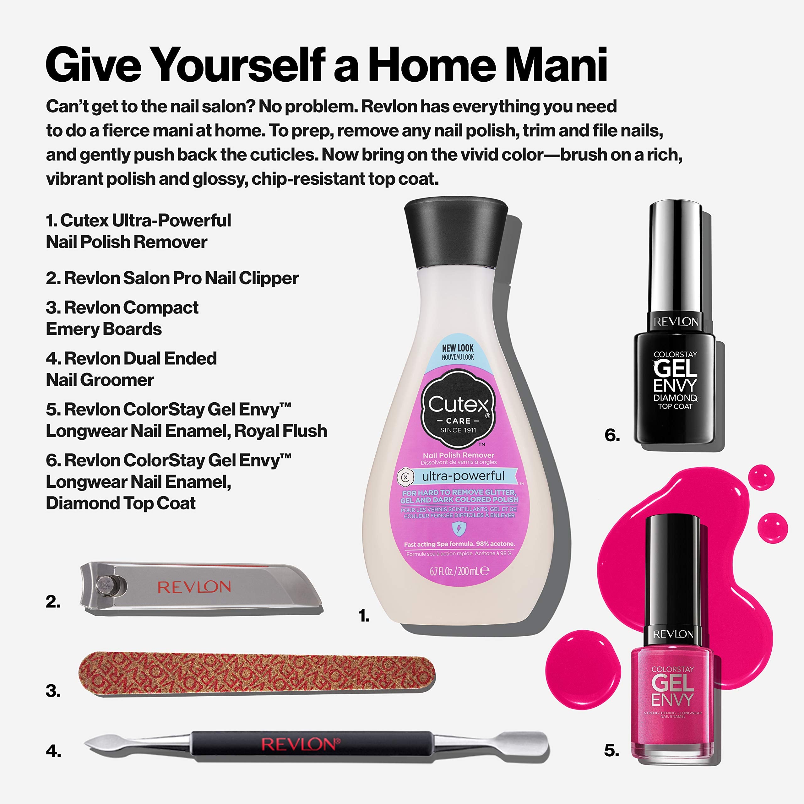 Revlon Compact Nail File, Dual Sided Manicure Tool, Smooths & Shapes, Easy to Use, Emery Boards, 24 Count