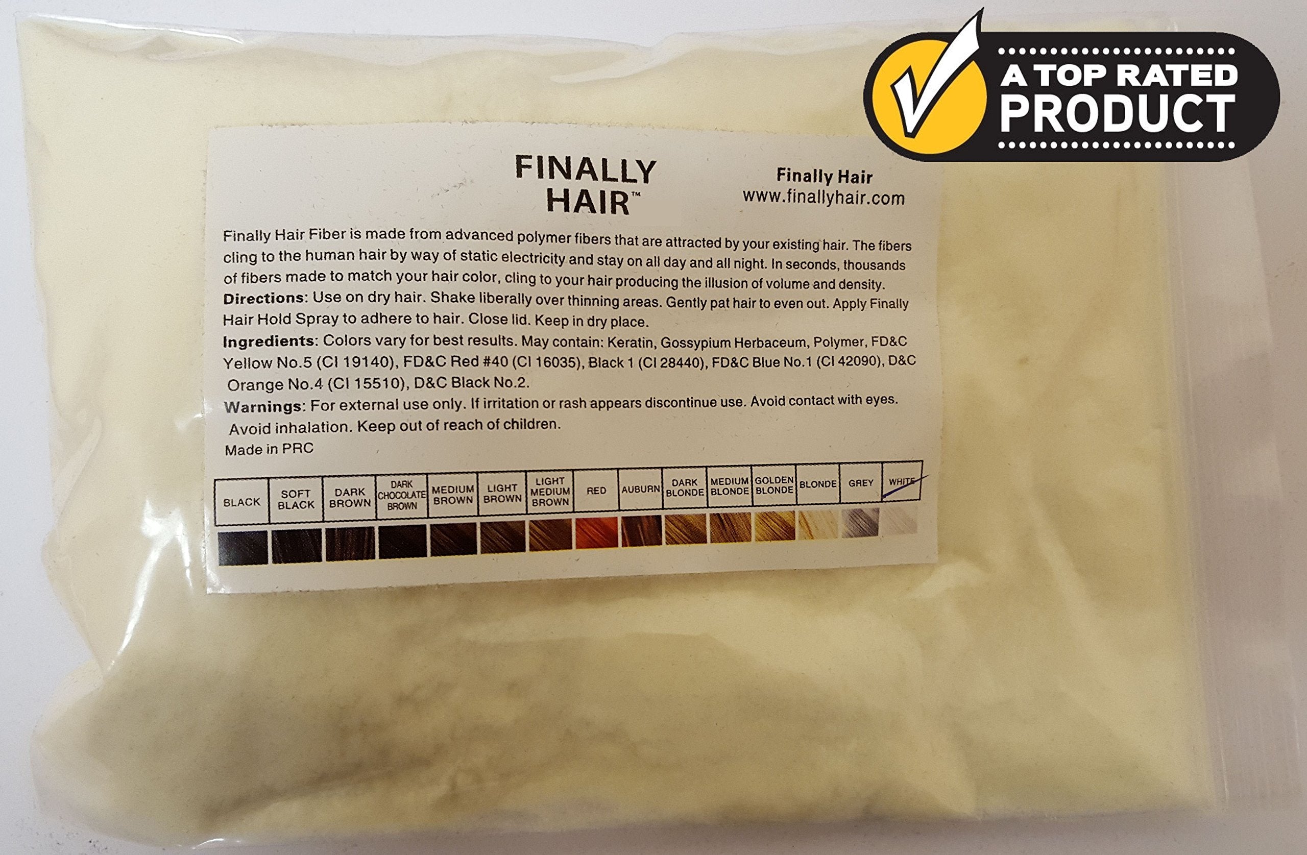 Finally Hair Hair Fiber Refill 100 Grams For Hair Loss Concealing by Finally Hair (White)