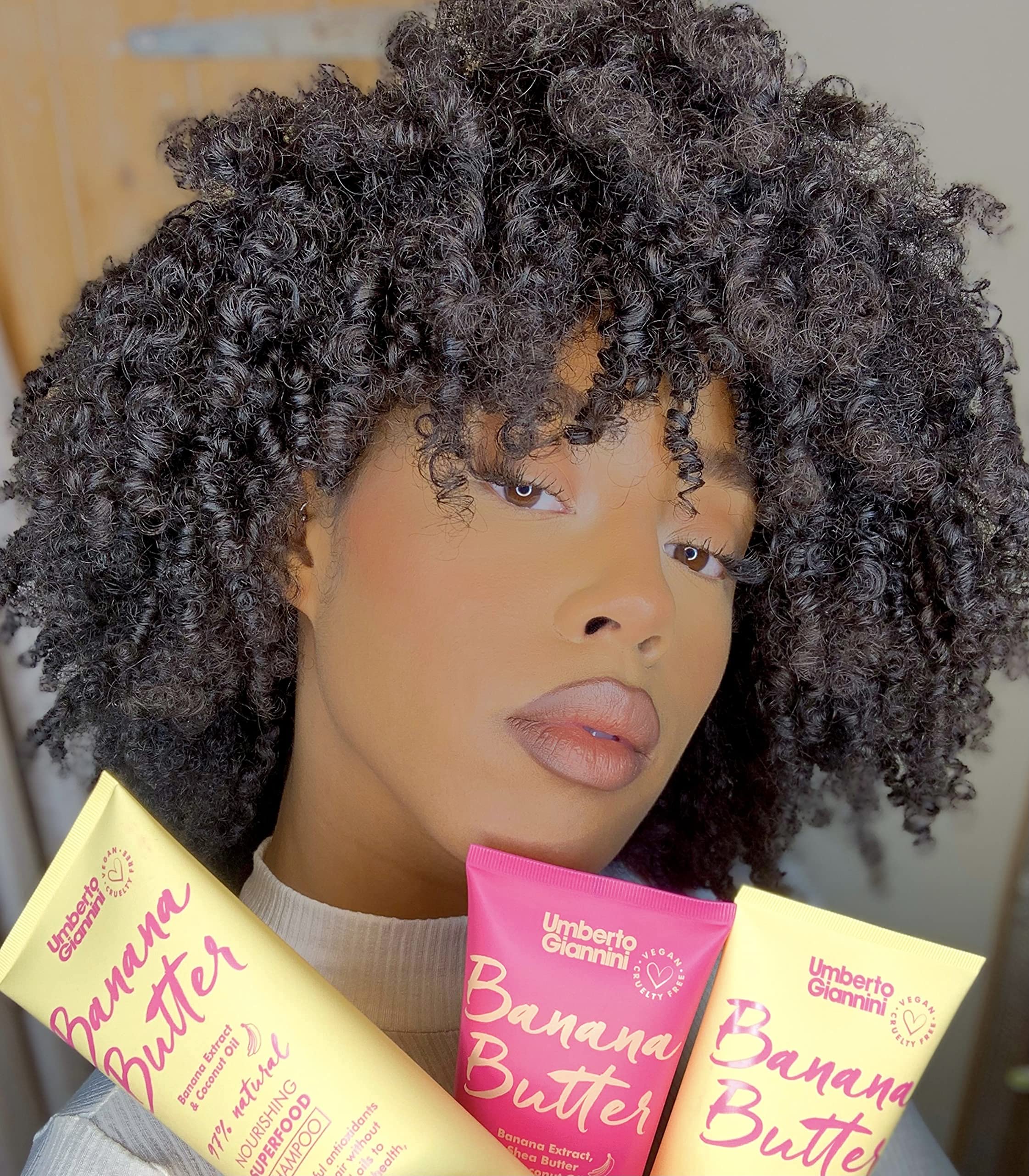 Umberto Giannini Banana Butter Nourishing Superfood Shampoo & Conditioner Set, Vegan & Cruelty Free Moisturising Formula for Dry, Textured or Frizzy Hair