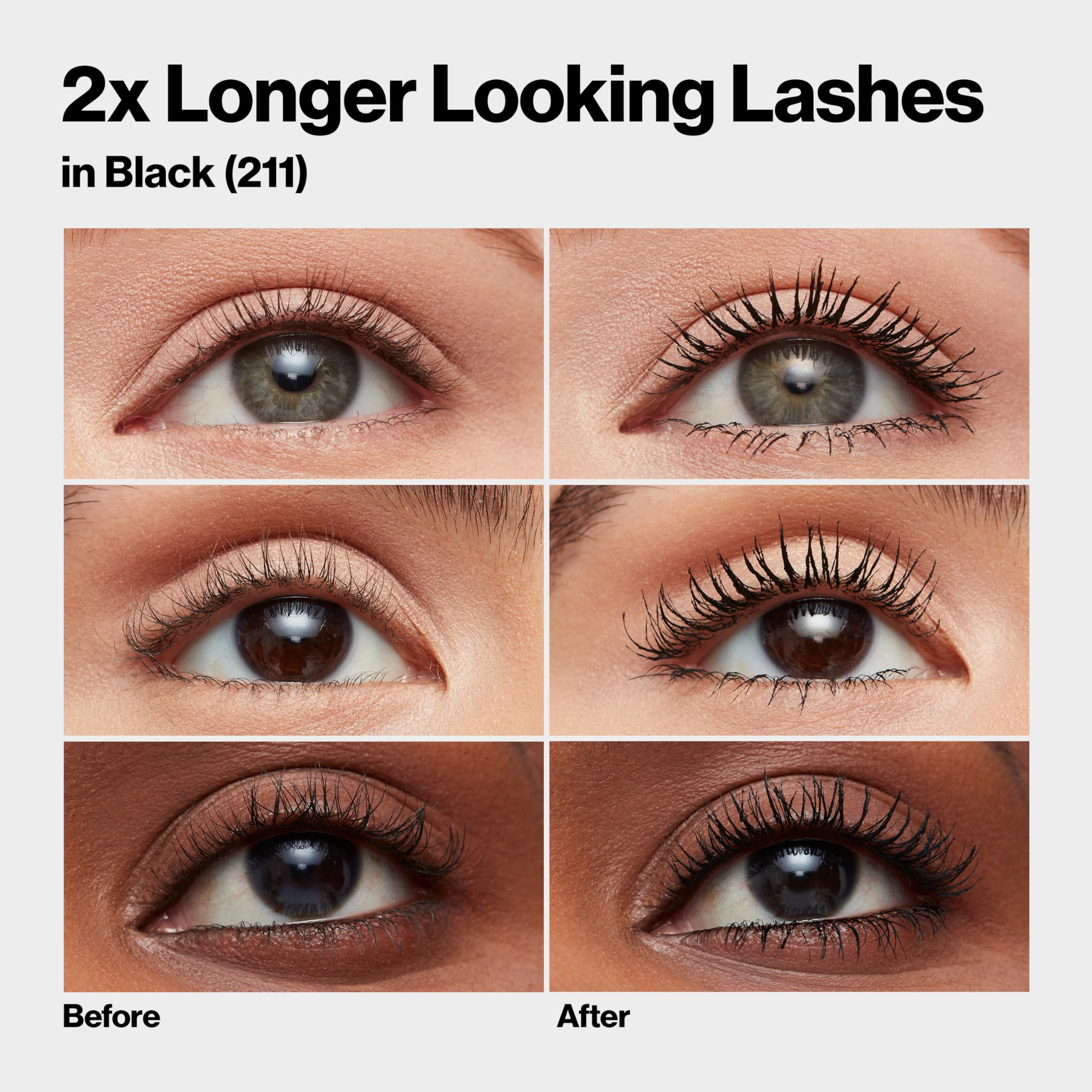 Revlon ColorStay Xtensionnaire Lengthening Lash Serum and Mascara In One, Tapered Brush for 2X Longer Looking Eyelashes, Infused with Pro Vitamin B5, Smudge-Proof, 211 Black Waterproof