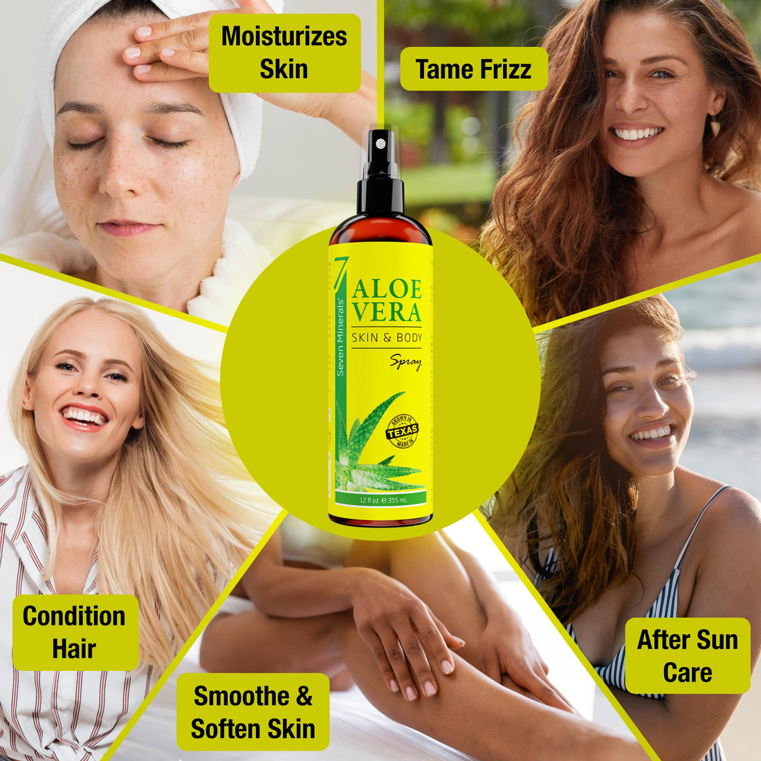 Aloe Vera SPRAY for Body & Hair - 99% ORGANIC, Made in USA, Big 12 oz - EXTRA Strong - SEE RESULTS OR - Easy to Apply - No THICKENERS so it Absorbs Rapidly with No Sticky Residue.