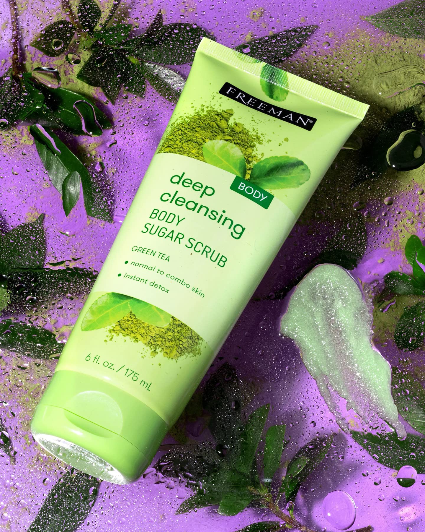 Green Tea Deep Cleansing Body Sugar Scrub by Freeman for Unisex - 6 oz Scrub