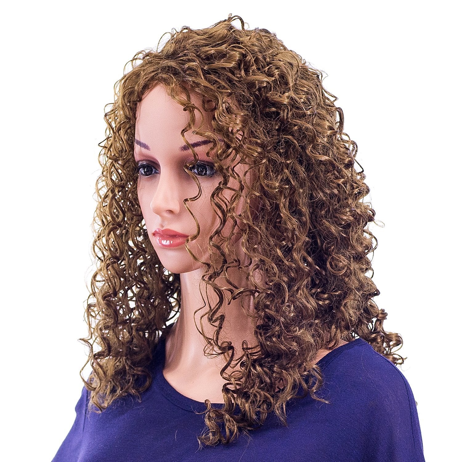 SWACC 20-Inch Long Big Bouffant Curly Wigs for Women Synthetic Heat Resistant Fiber Hair Pieces with Wig Cap (Light Dirty Brown-12#)