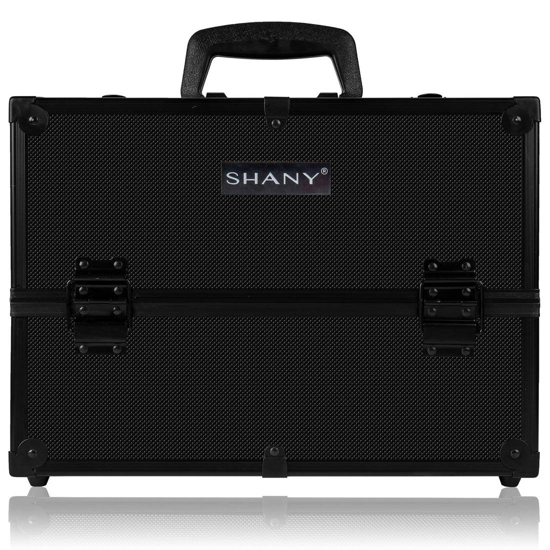 Shany Essential Pro Makeup Train Case with Shoulder Strap and Locks, Black