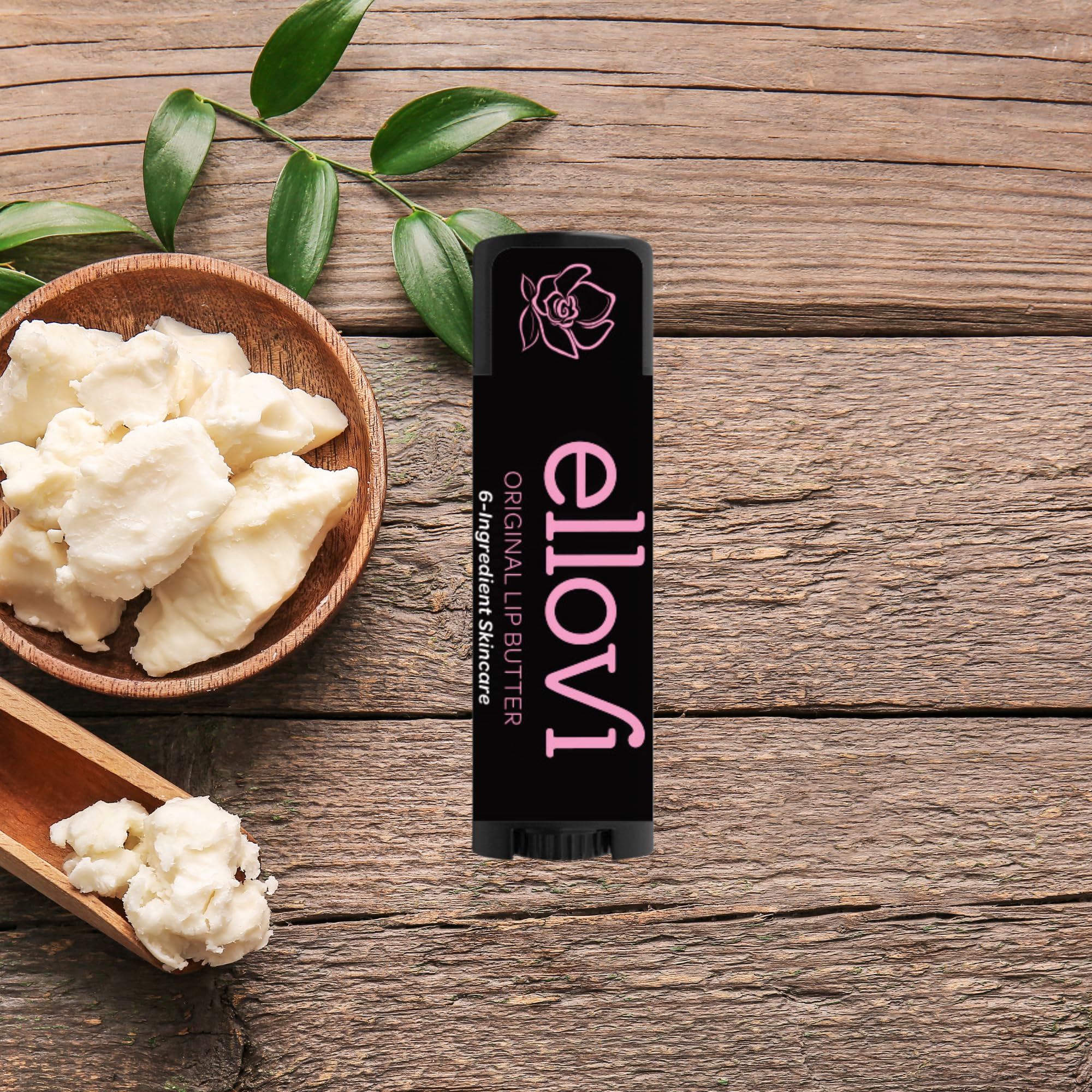 Ellovi Natural Lip Butter Lip Balm - Original - Pure Enough to Eat - Made With Just 6 Vegan Ingredients - 100% Natural & Organic Moisturizing Lip Care for All Day Hydration (Single)