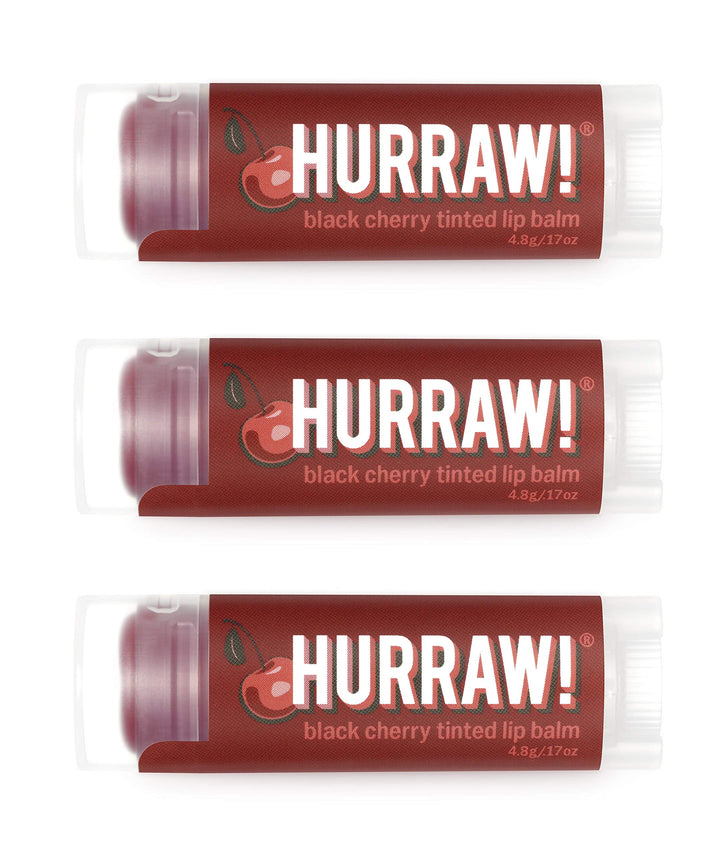 3-Pack Hurraw! All Natural Lip Balm Black Cherry Tinted