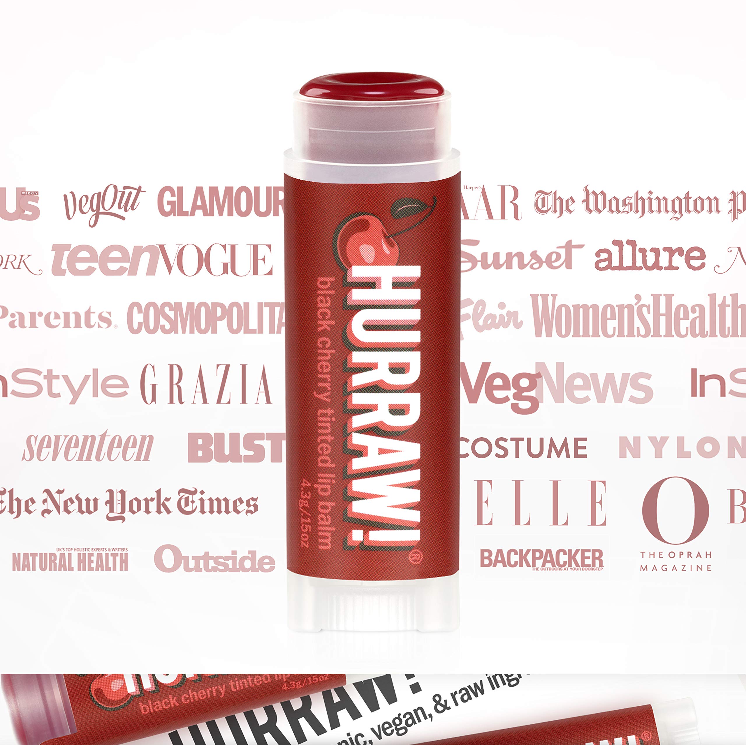 Hurraw! Black Cherry Tinted Lip Balm, 5 Pack: (Sheer Red Tint) Organic, Certified Vegan, Cruelty and Gluten Free. Non-GMO, 100% Natural Ingredients. Bee, Shea, Soy and Palm Free. Made in USA